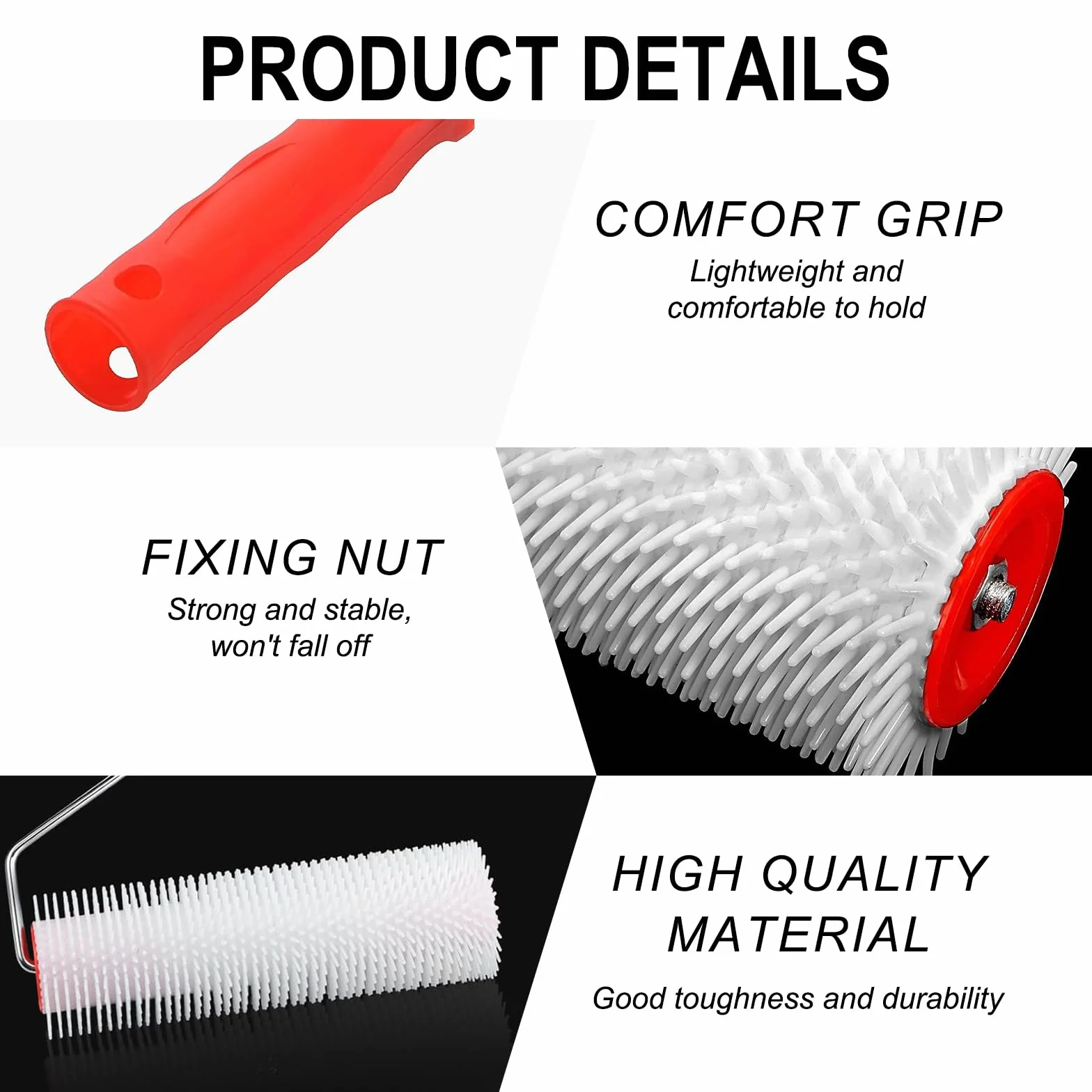 Rullo di sfiato per massa di compensazione 23 cm – Lunghezza del perno 14 mm – con guanti in nitrile, rullo di sfiato e rullo spinato composto di compensazione per pavimenti.