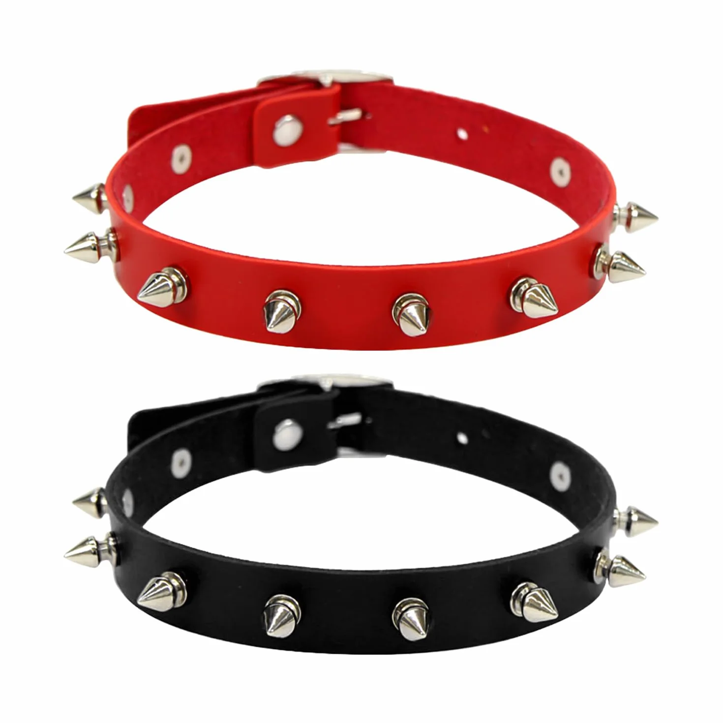 Collari Borchiati In Pelle Stile Punk Rock Accessori Cosplay Regolabili 2 Pezzi