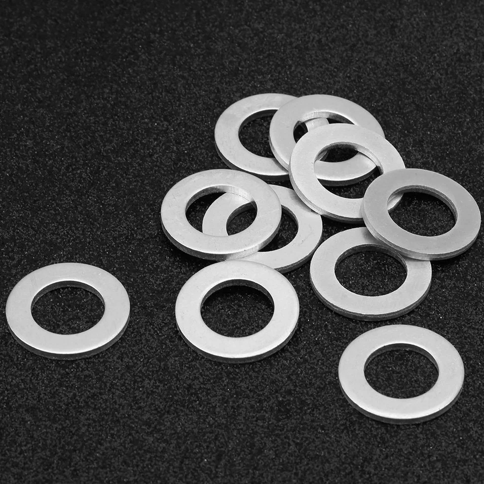 Aramox Guarnizioni tappo di scarico olio, auto 14mm 10 pezzi Tappo di scarico olio Crush Rondella di compressione Rondelle pilota Guarnizioni 94109-14000 Alluminio argento