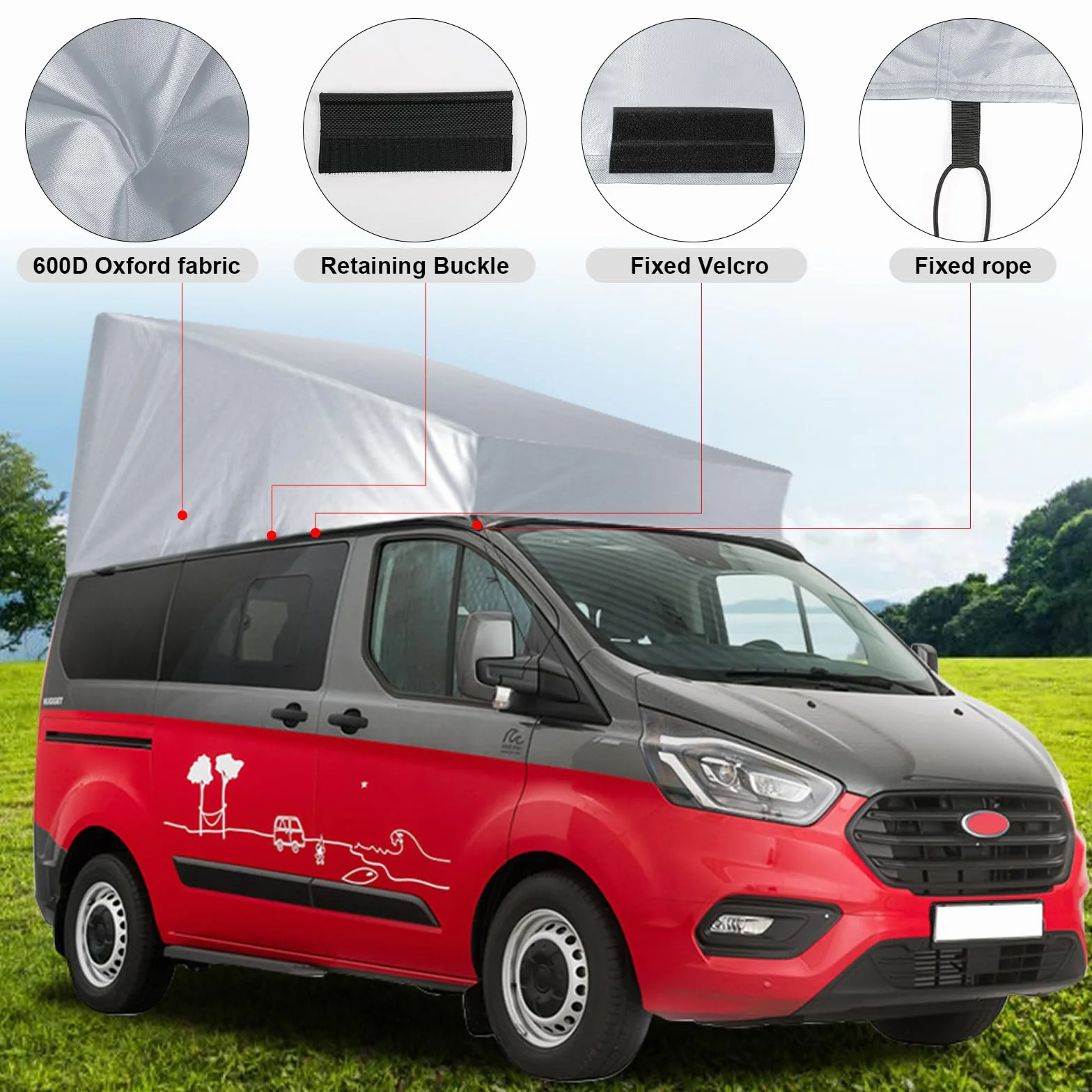 Protezione del Tetto Sollevabile Sostituzione per Ford Transit Custom, Tenda da Tetto per Camper con Protezione dalle Intemperie per Tetto a Scomparsa, Non Adatto per Tetti Ristrutturati