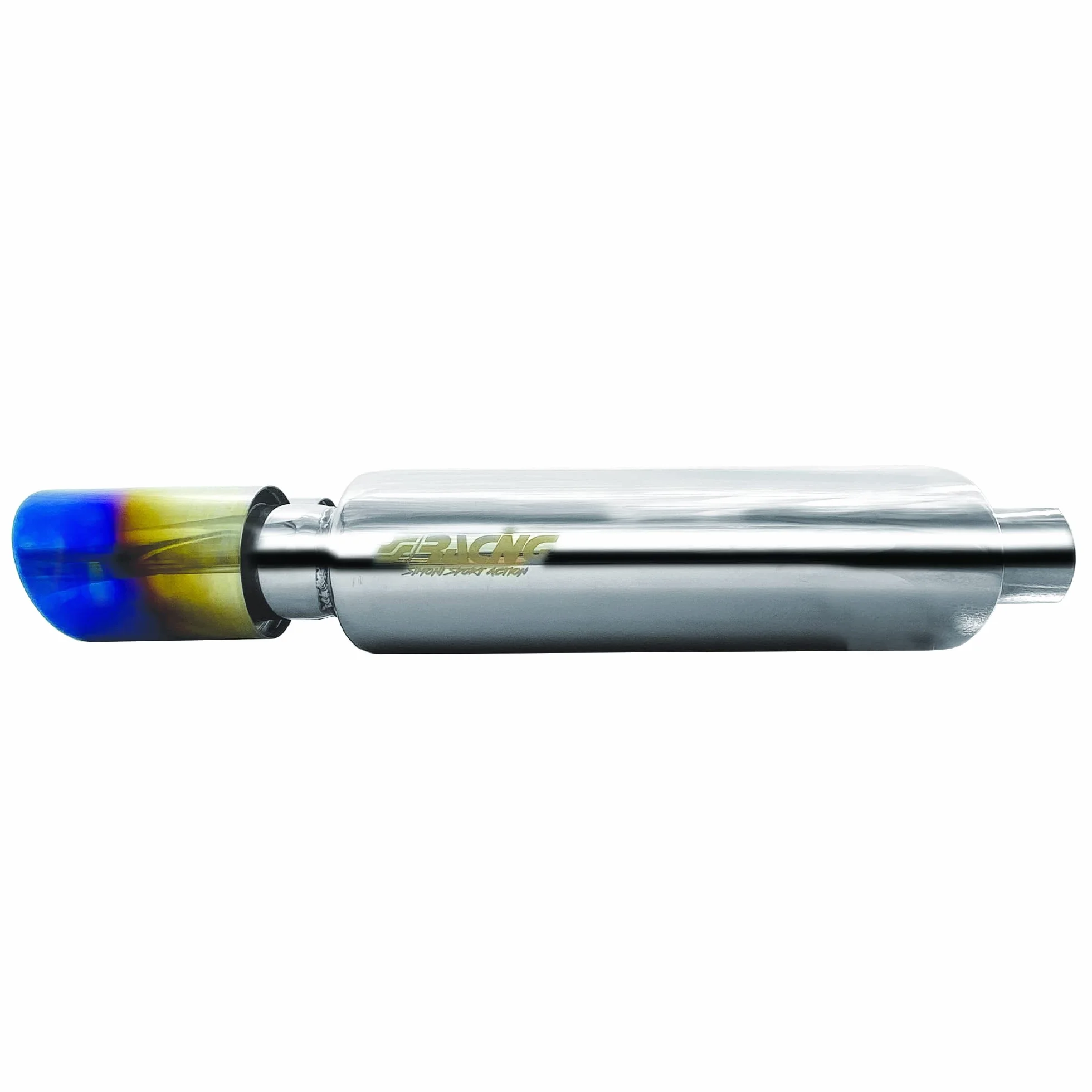 Simoni Racing ESR758/B Marmitta Sportiva Universale in Acciaio Inox, Doppia Uscita 66 mm Finitura Titanium Burnt, Ingresso 52 mm, Lunghezza 515 mm, Corpo Lucidato a Specchio