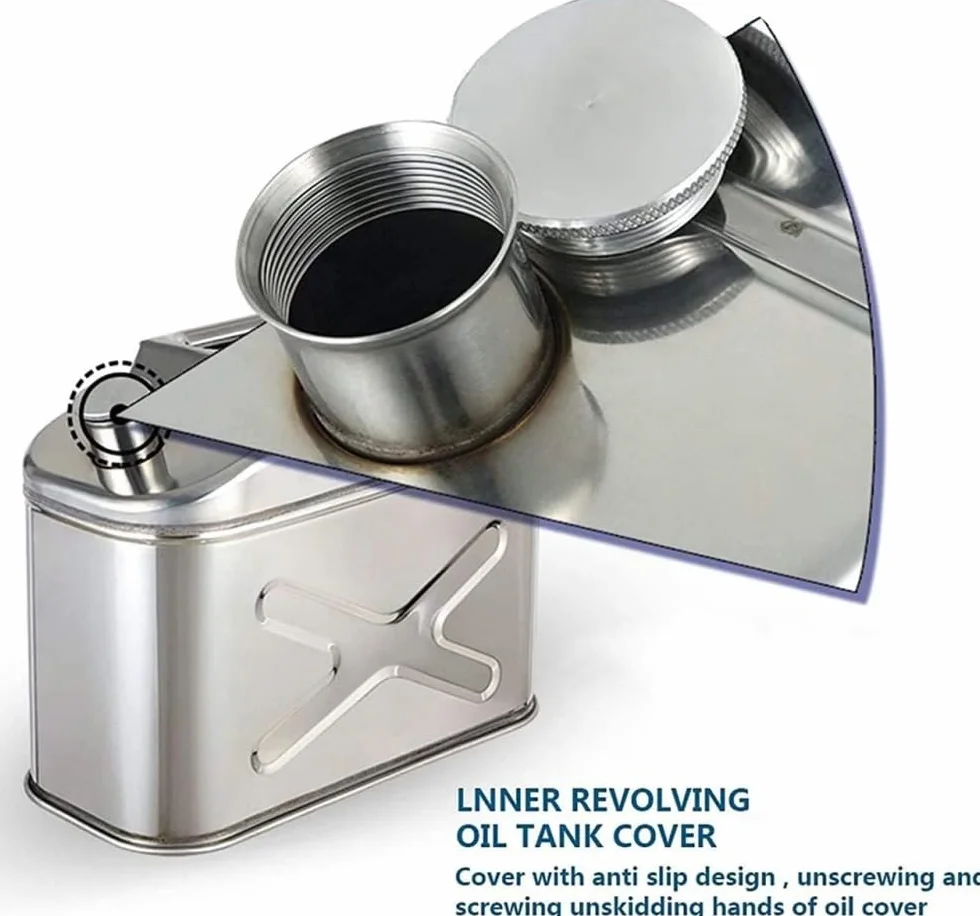 Tanica per benzina, in acciaio inox, con tubo del carburante, ideale per benzina, olio commestibile o acqua, per moto, automobili, tosaerba, barca, campeggio, 10 l