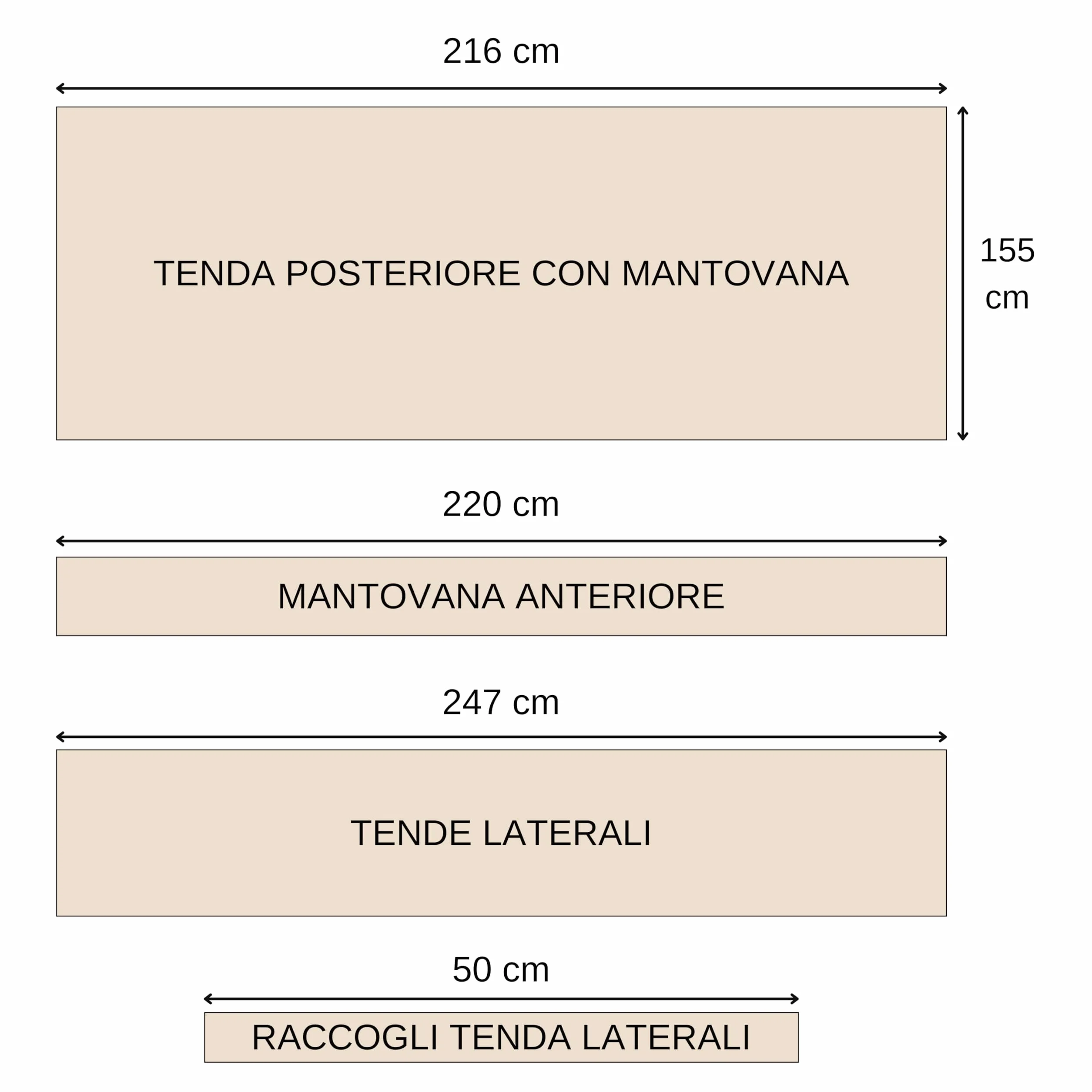 Set Elegante di Tende Universali per Camion, 6 Pezzi, in Simil Alcantara Altamente Oscurante, Colore Beige con Fiocchi Neri, Adatto a Tutti i Modelli di Camion, Applicazione Facile