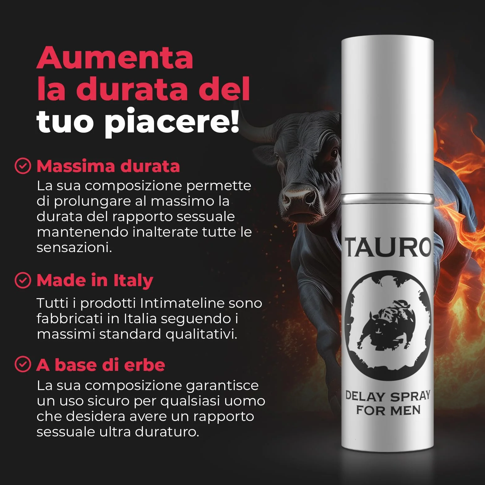 INTIMATELINE Tauro Extra Power Spray Ritardante Intimo per Uomo 5ml