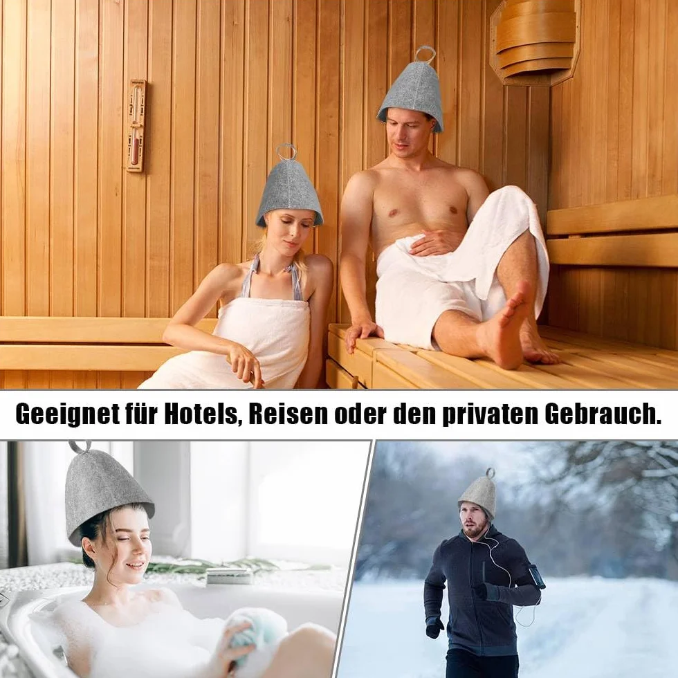 Cappelli da sauna in feltro morbido per uomo e donna grigio