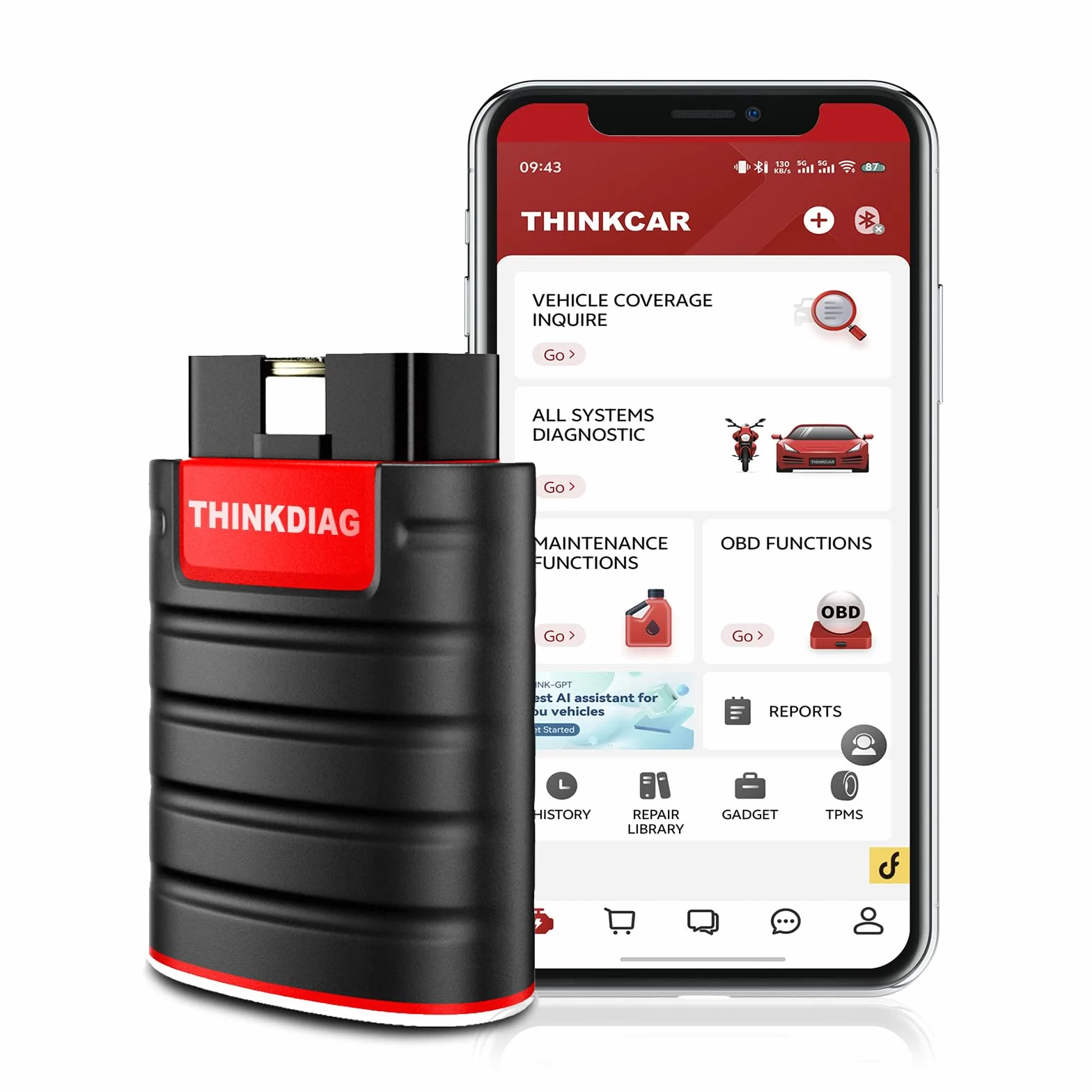 Thinkcar Thinkdiag OBD2 diagnostica auto bidirezionale scanner bluetooth OE livello codifica ECU 15+ funzioni ripristino software 1 anno AUTO VIN