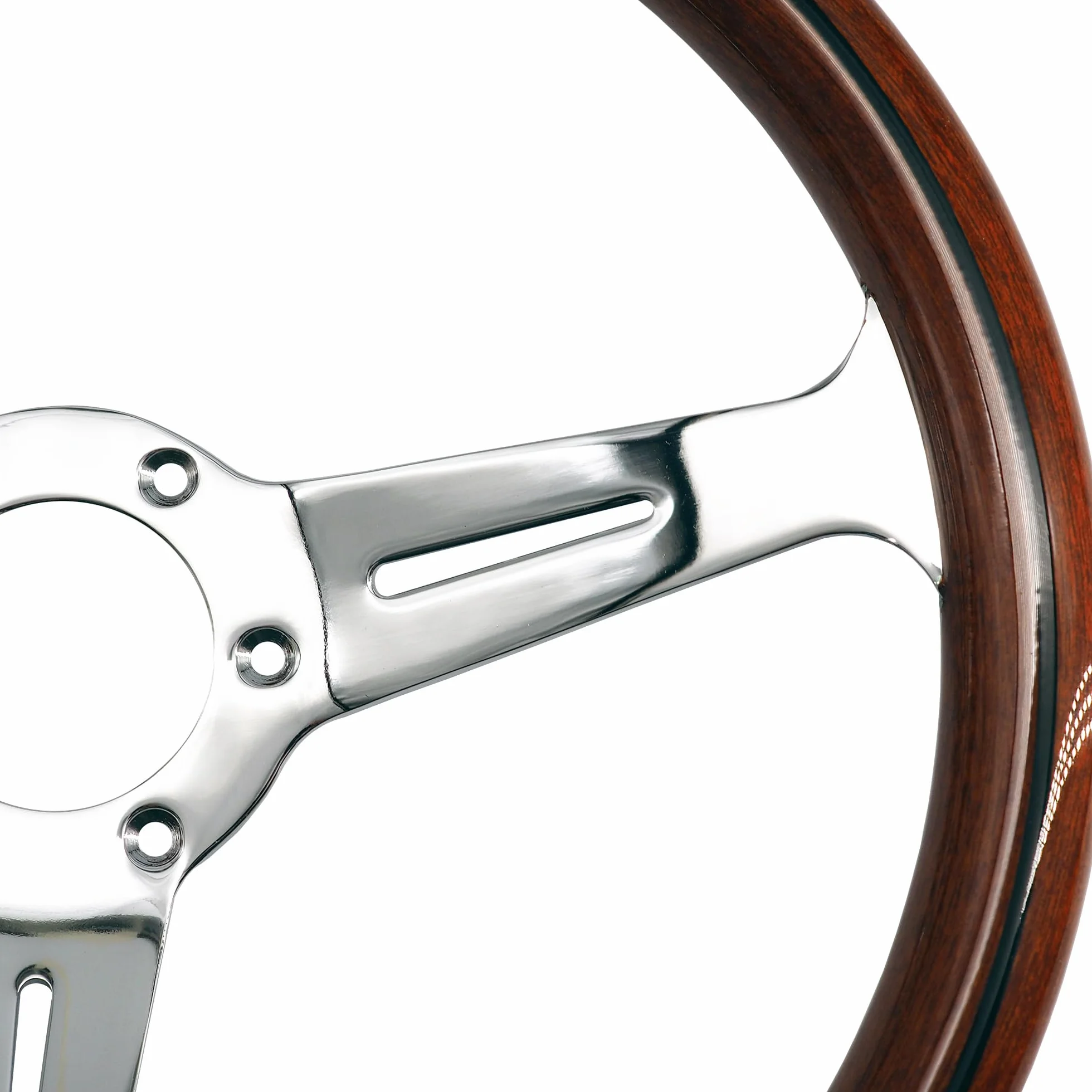 SIMONI RACING RESIA Volante Sportivo Universale Legno Look Razze Cromate Foratura Nardi
