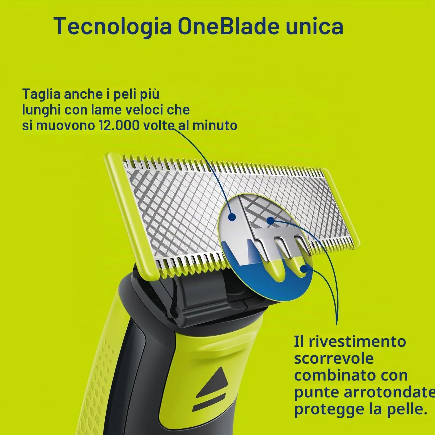 PHILIPS Oneblade QP2724/10 Regolabarba 3 accessori 1-5mm Senza Fili Ricaricabile Verde Nero