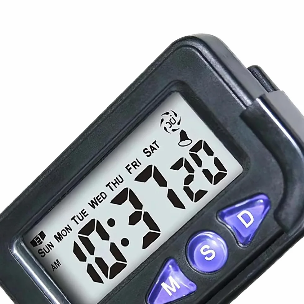Baceyong Orologio Digitale LCD, Mini Orologio da Auto ABS, Cronografo da Tavolo, Orologio Elettronico da Auto per Veicolo, Casa, Ufficio, Viaggio con Cuscinetto Adesivo - Nero