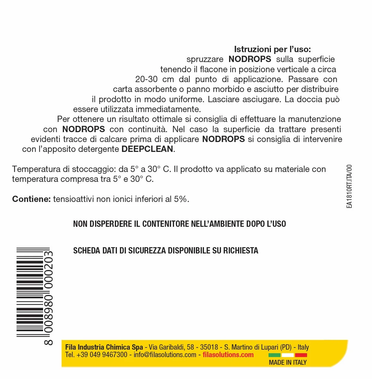 FILA Surface Care Solutions NODROPS Scudo Antigoccia 750 ml