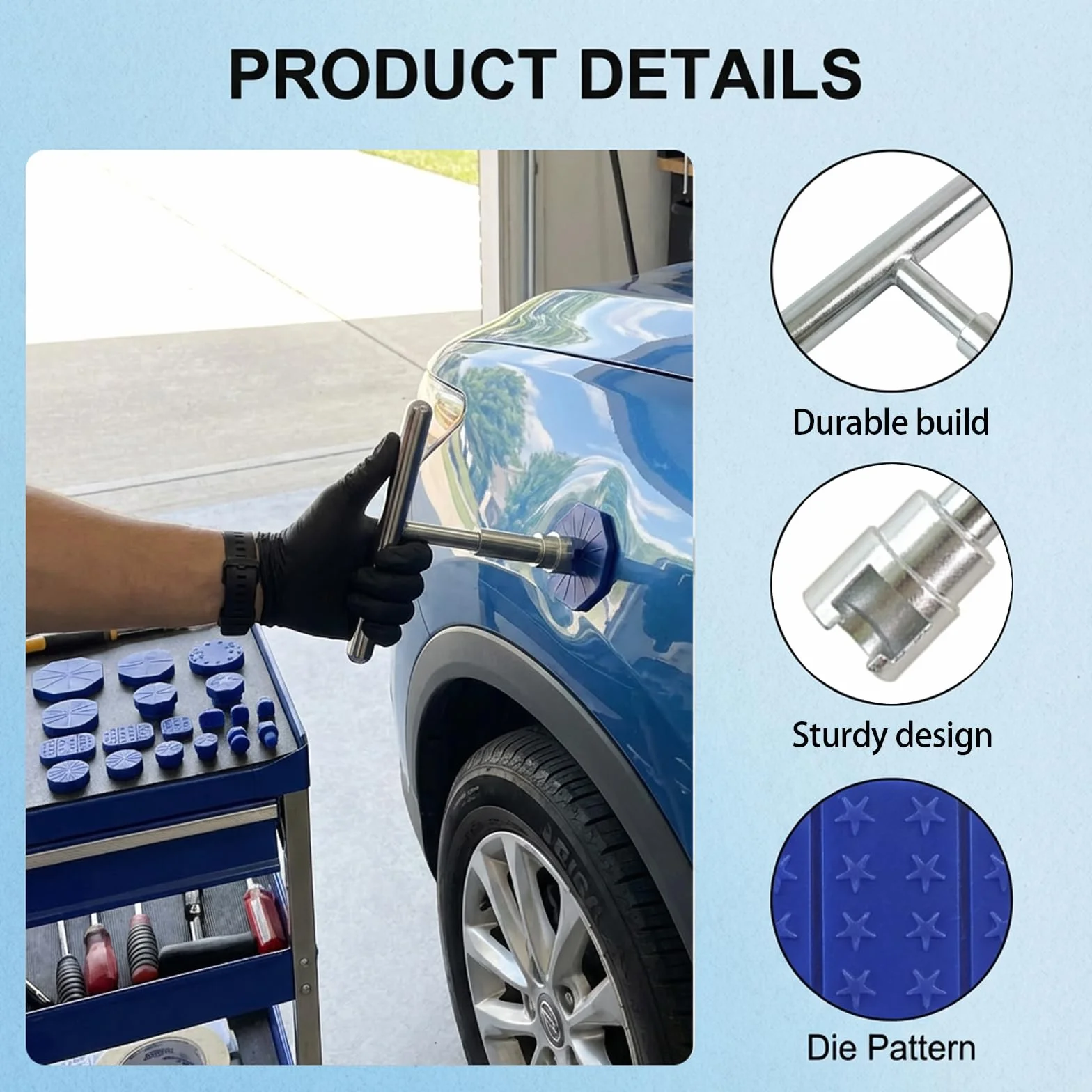 Levabolli per Carrozzeria, Strumento di Riparazione per Danni da Grandine, Kit di Riparazione con 18 Ventose e Strumento a Martello, Facile da Usare per Auto, Moto e Elettrodomestici