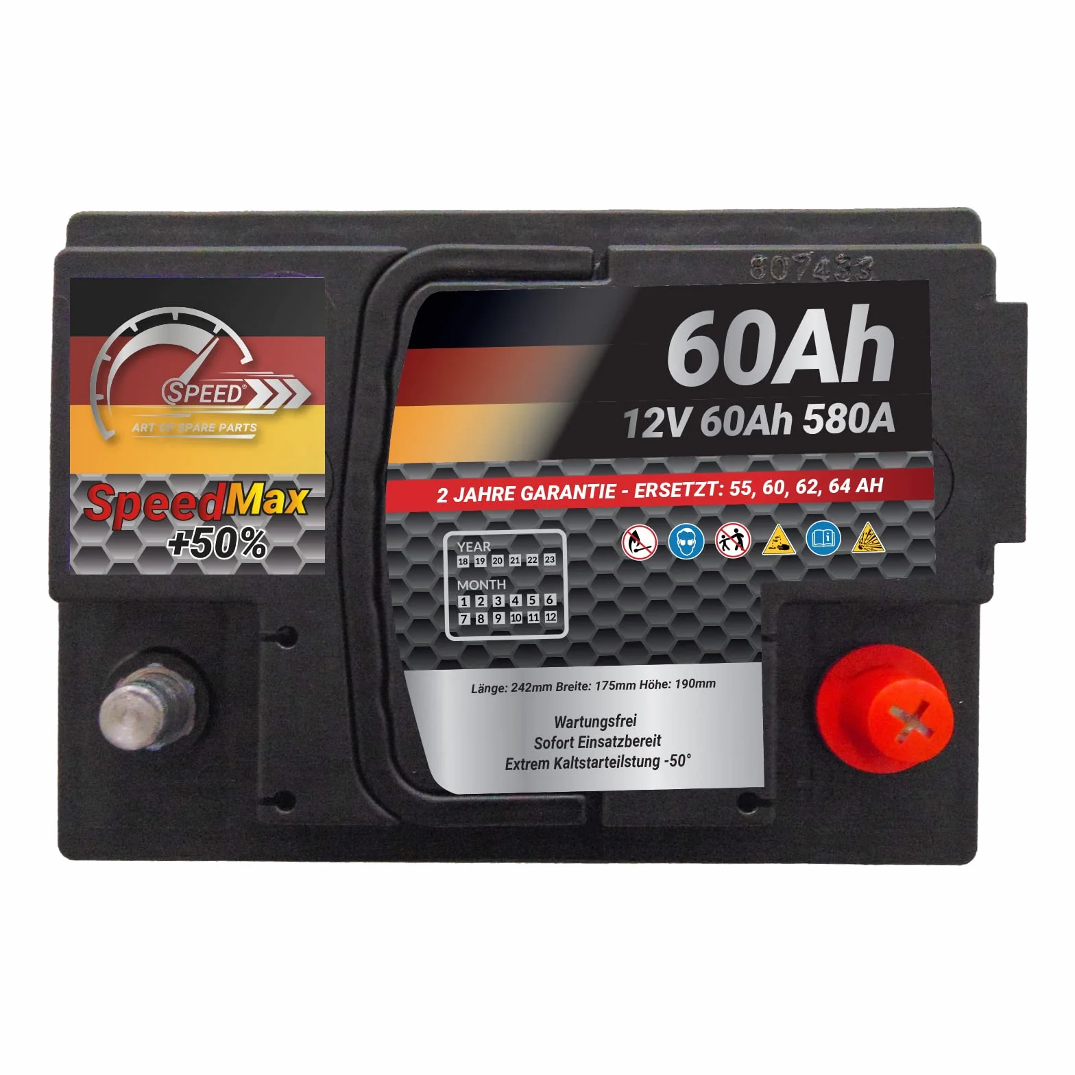 SMC Batteria Auto Speed Max L2 60Ah 580A EN 12V Polo Positivo Destra