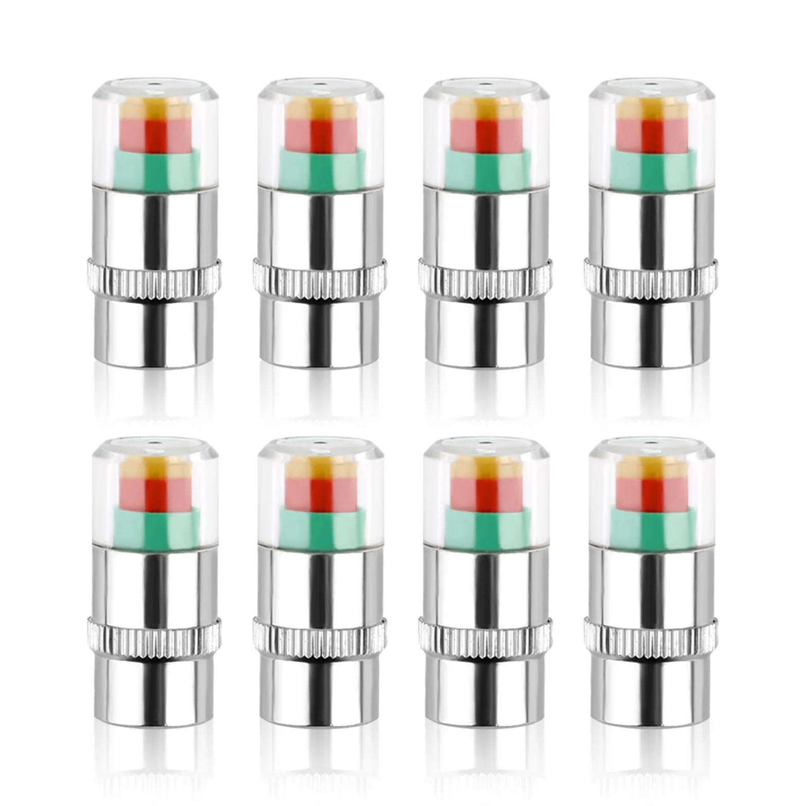 8pz Tappi Valvola Monitoraggio Pressione Pneumatici, Tappi Monitoraggio Avviso Visivo 3 Colori Indicatore Sensore Pressione Pneumatici 2,4 Bar 36 PSI per Maggior Parte Modelli Veicoli