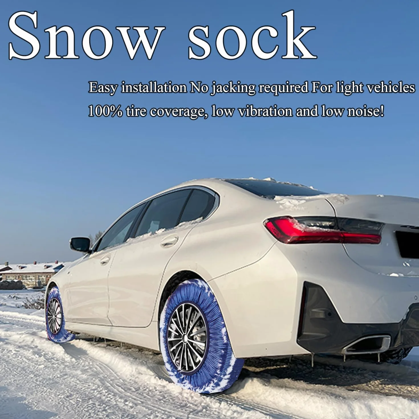 Calze da Neve per auto EN 16662-1 Catena da neve per pneumatici omologata Lavabile Montaggio rapido Large