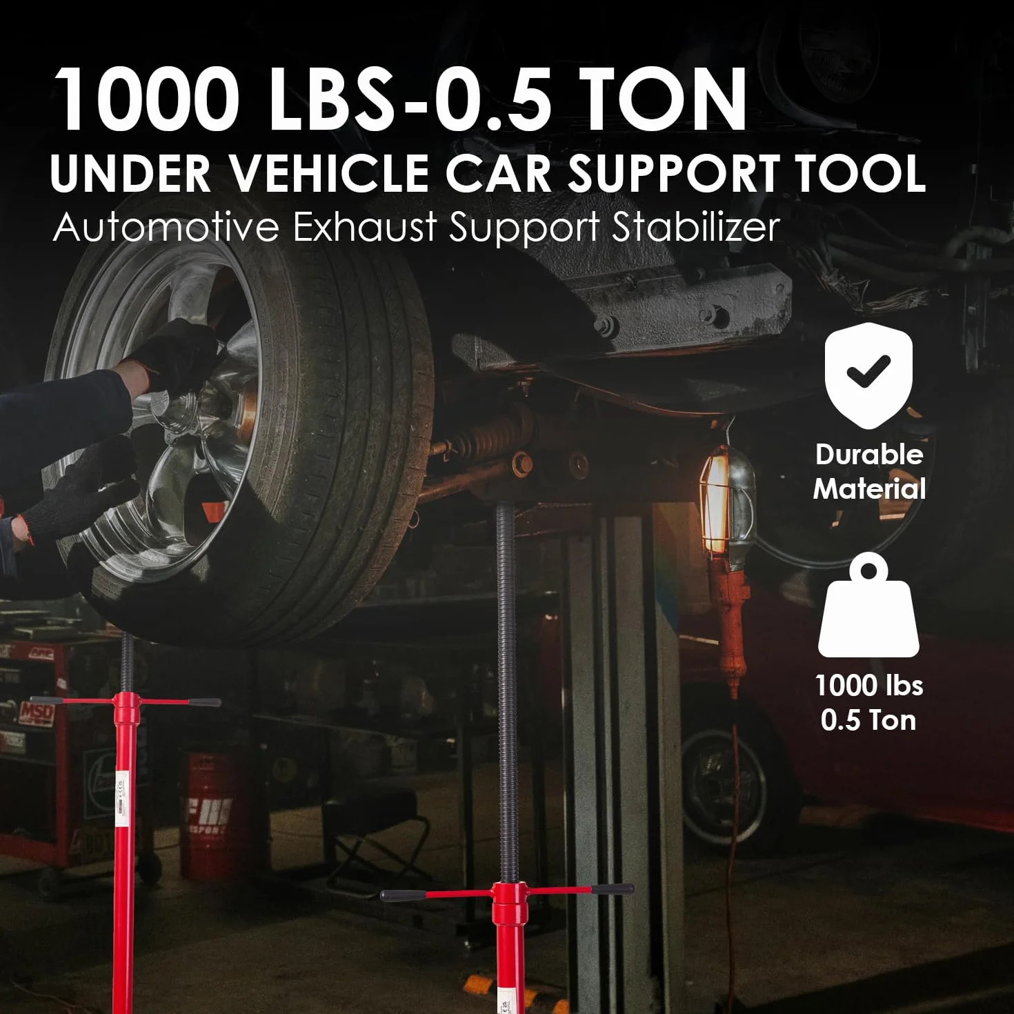 KATSU Supporto di Sollevamento Sotto 0.5 Tonnellate Strumento di Supporto per Auto Sotto il Veicolo, Supporti di Sollevamento per Motore Fino a 1900 mm, per Riparazione di Auto e Veicoli 161235