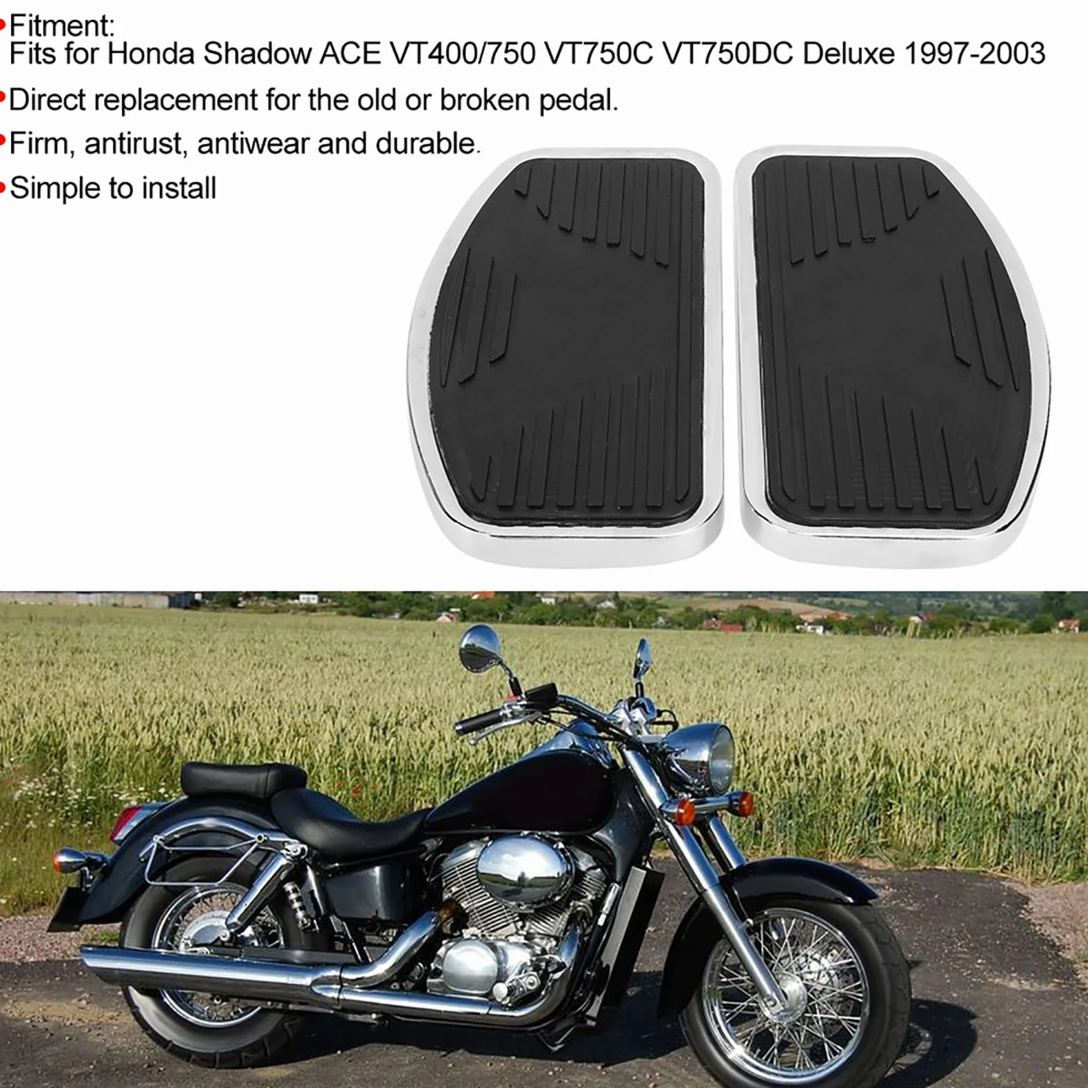 Pedane Moto, Pedana Pedale Moto Poggiapiedi Adatto per Shadow 750 ACE VT400/750 1997 1998 1999 2000 2001 2002 2003 Pedana Anteriore, Pedane Posteriori