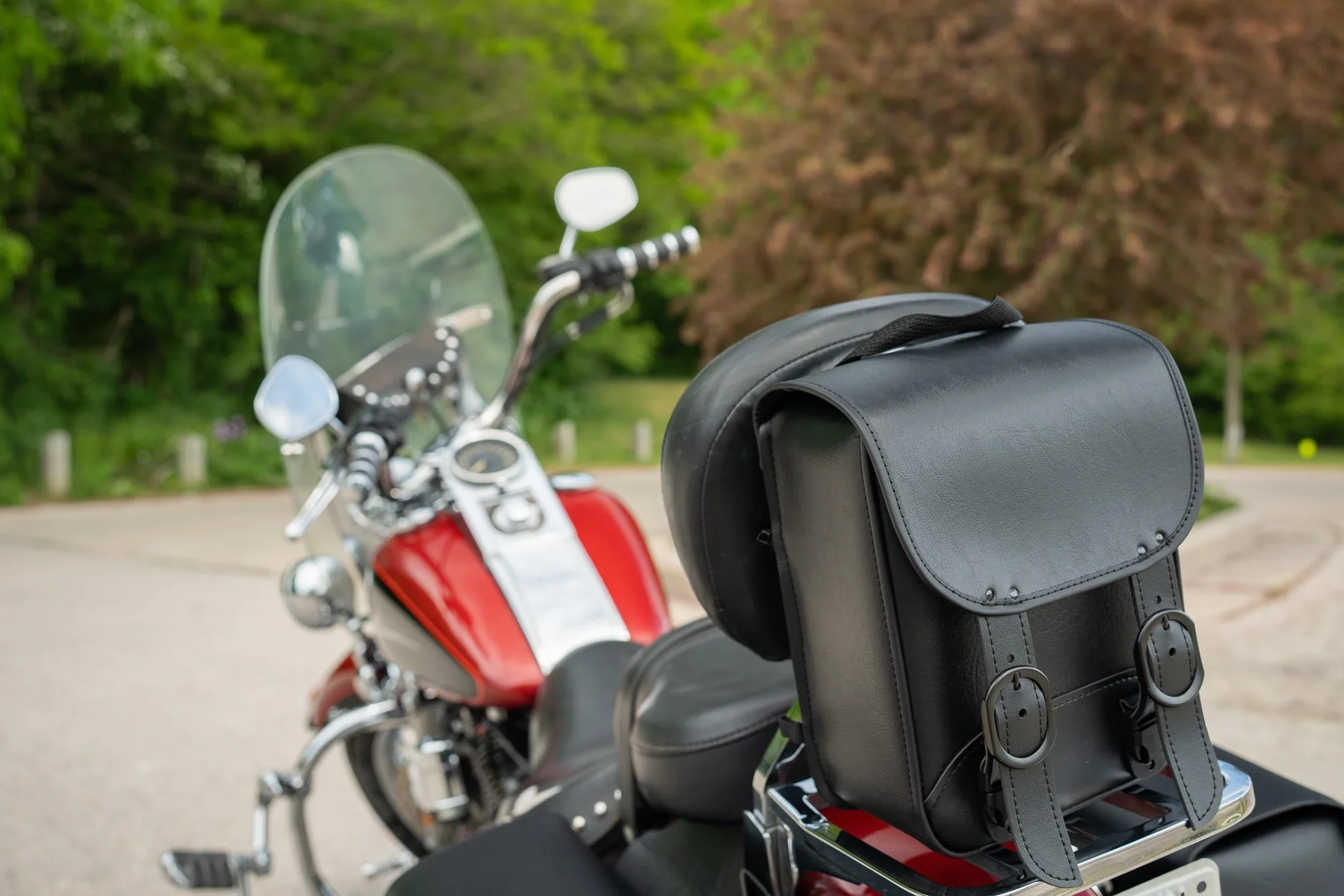 Dowco Willie & Max Black Jack Borsa per Sissy Bar Moto Pelle Sintetica 20,3x25,4x11,4 cm Nero
