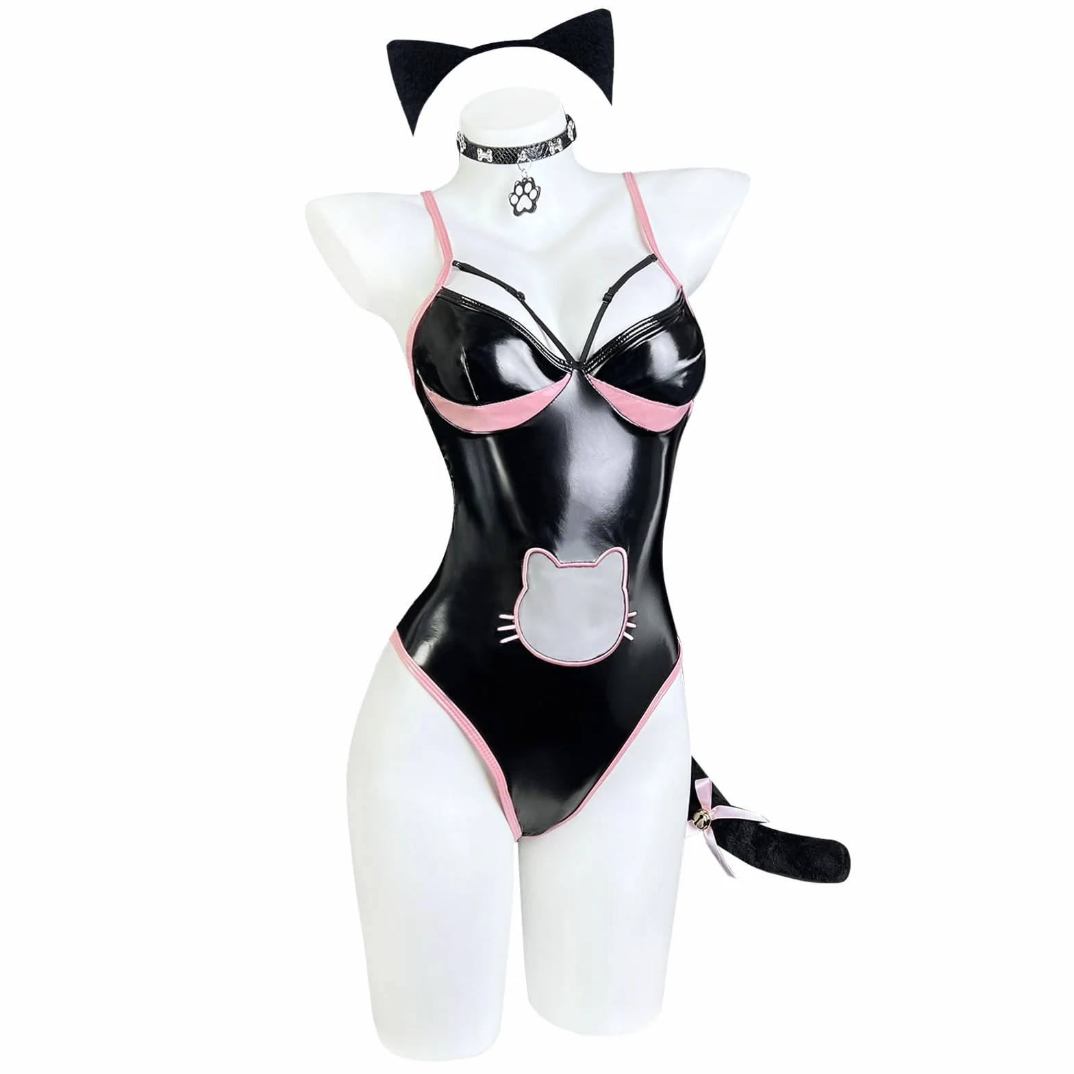 KORURACLUB Body Sexy per Gatti Cosplay Donne Halloween Lingerie Nero L