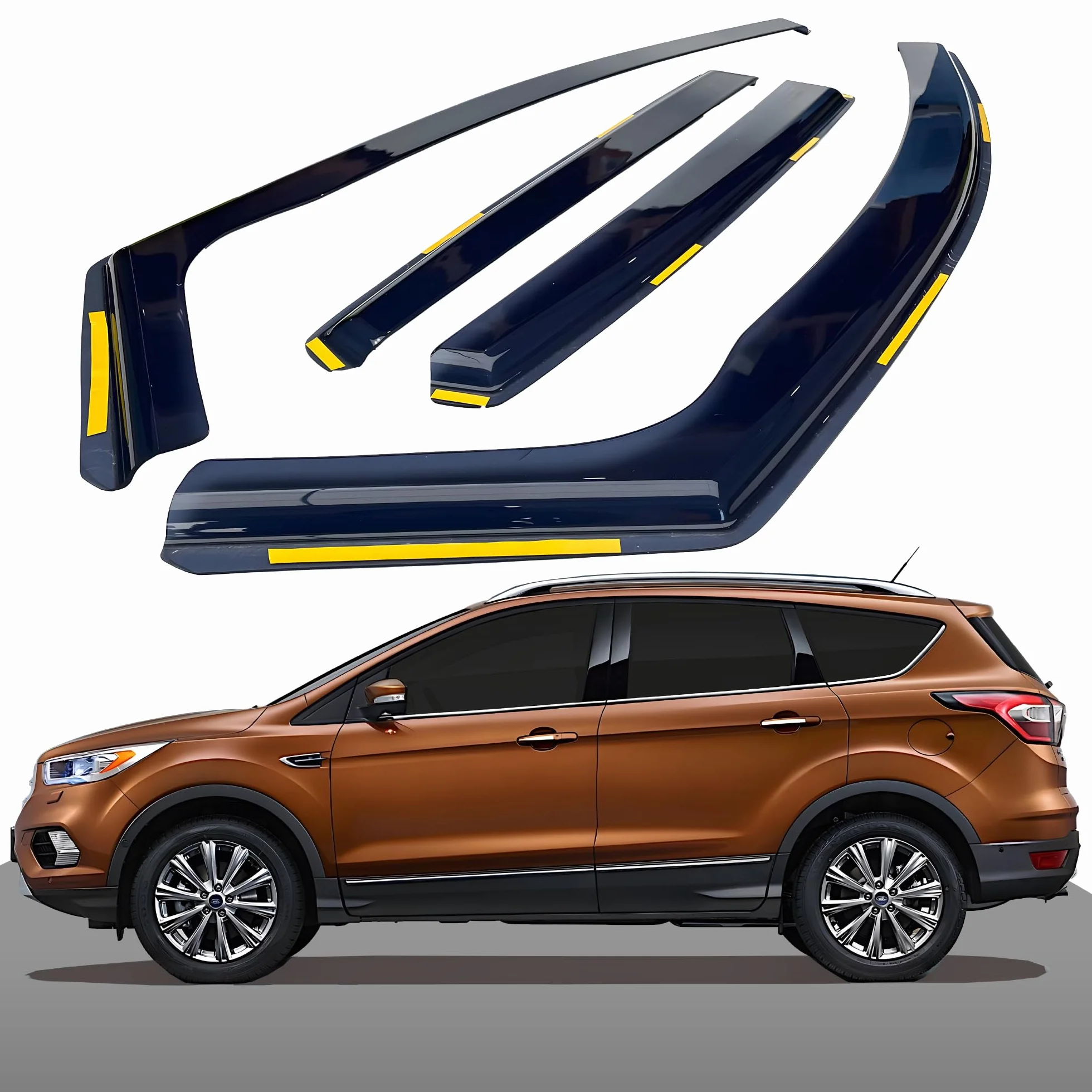 Haibak Wind Deflectors Set Compatible With Ford Kuga MK2 2012-2019 5 Doors 4pc Tinted in Channel Fitment