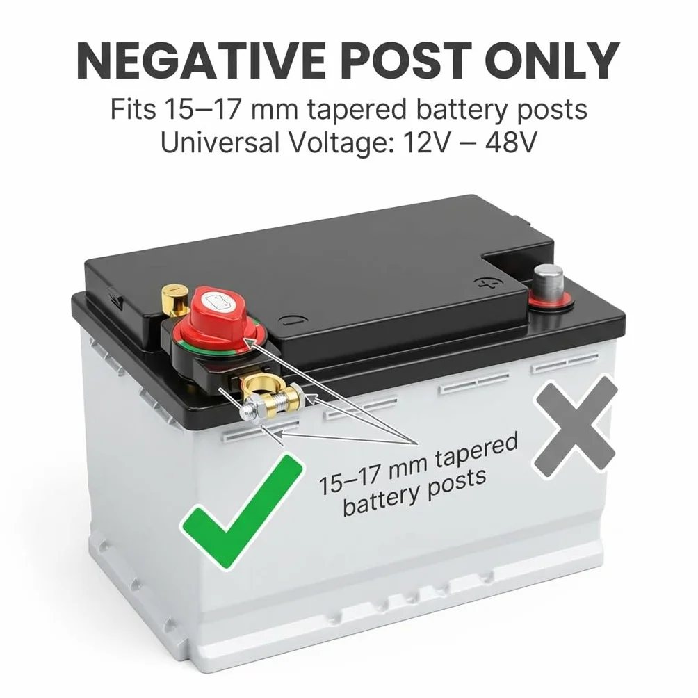 Interruttore Stacca Batteria 12V–48V 300A, Sezionatore Impermeabile per Auto, Camper, Barca, Yacht, Moto, Camion e Caravan, Interruttore Principale Batteria Sicuro e Affidabile