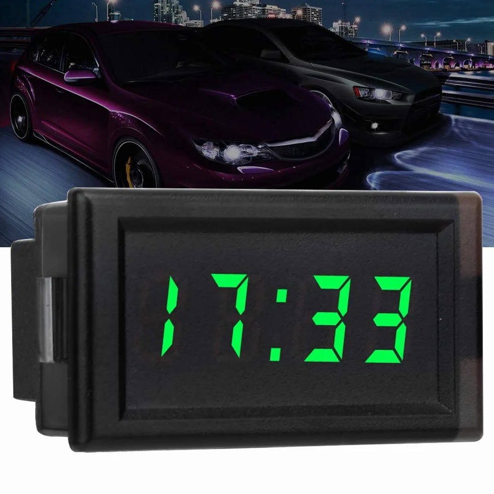 KIMISS DC4.5-30V Display digitale a LED con orologio elettronico per auto antipolvere impermeabile(verde)