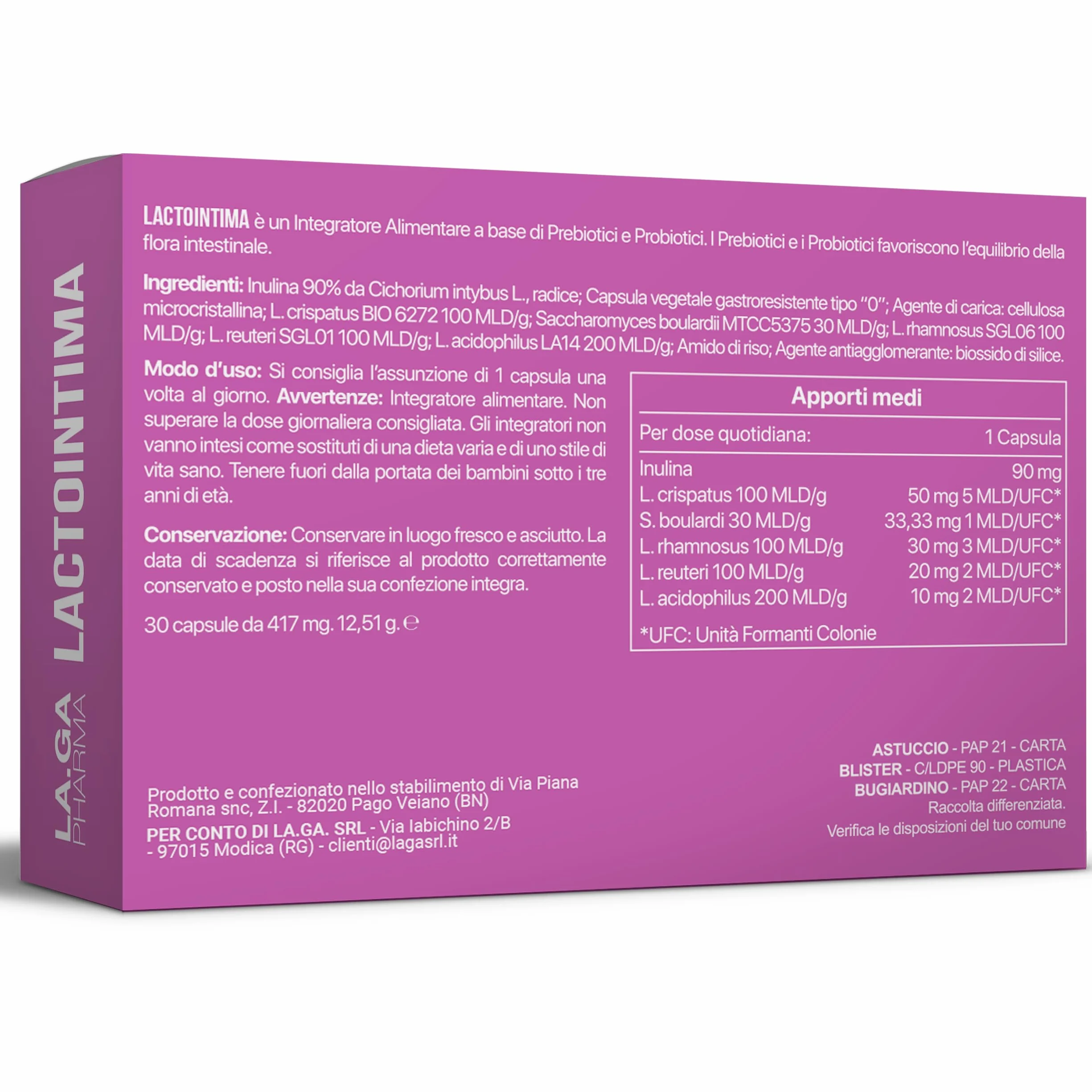 Probiotici Donna Flora Batterica Vaginale Candida Alto Dosaggio Lactobacillus Reuteri Rhamnosus gg Crispatus Saccharomyces Boulardii 30 Capsule