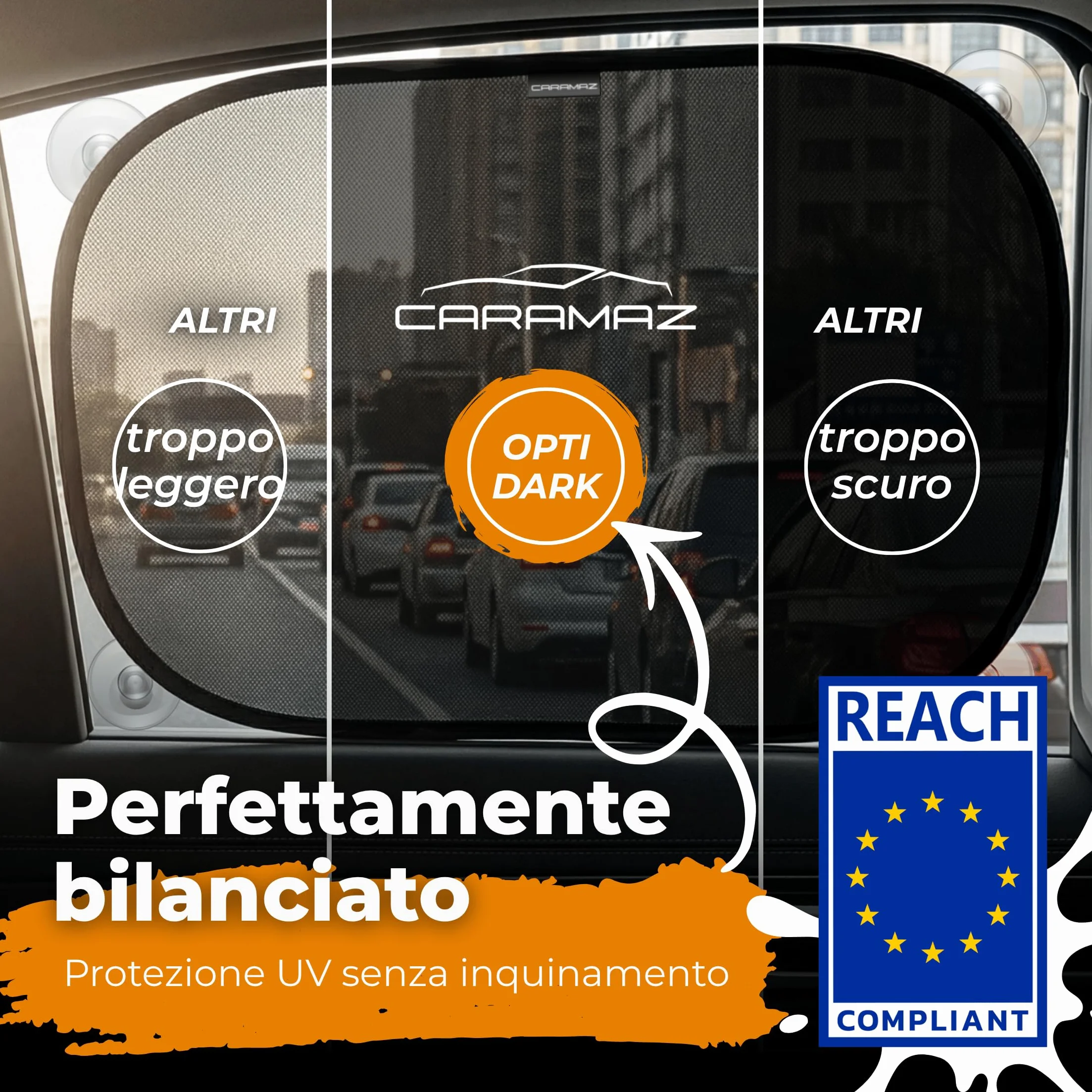 CARAMAZ Parasole per Auto Protezione UV 48 x 30 cm con Ventosa 2 Pezzi