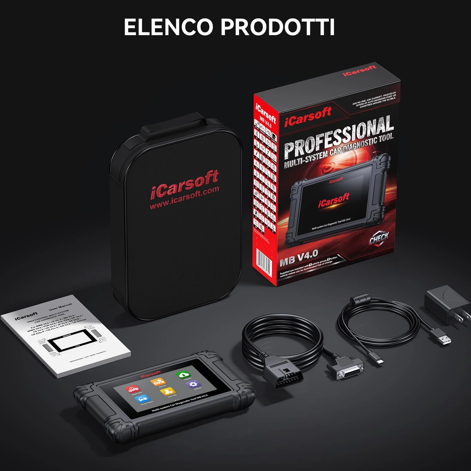 iCarsoft MB V4.0 Strumento di Diagnostica Bidirezionale OBD2 Scanner 38 Servizi Test Bidirezionale Aggiornamenti Gratuiti