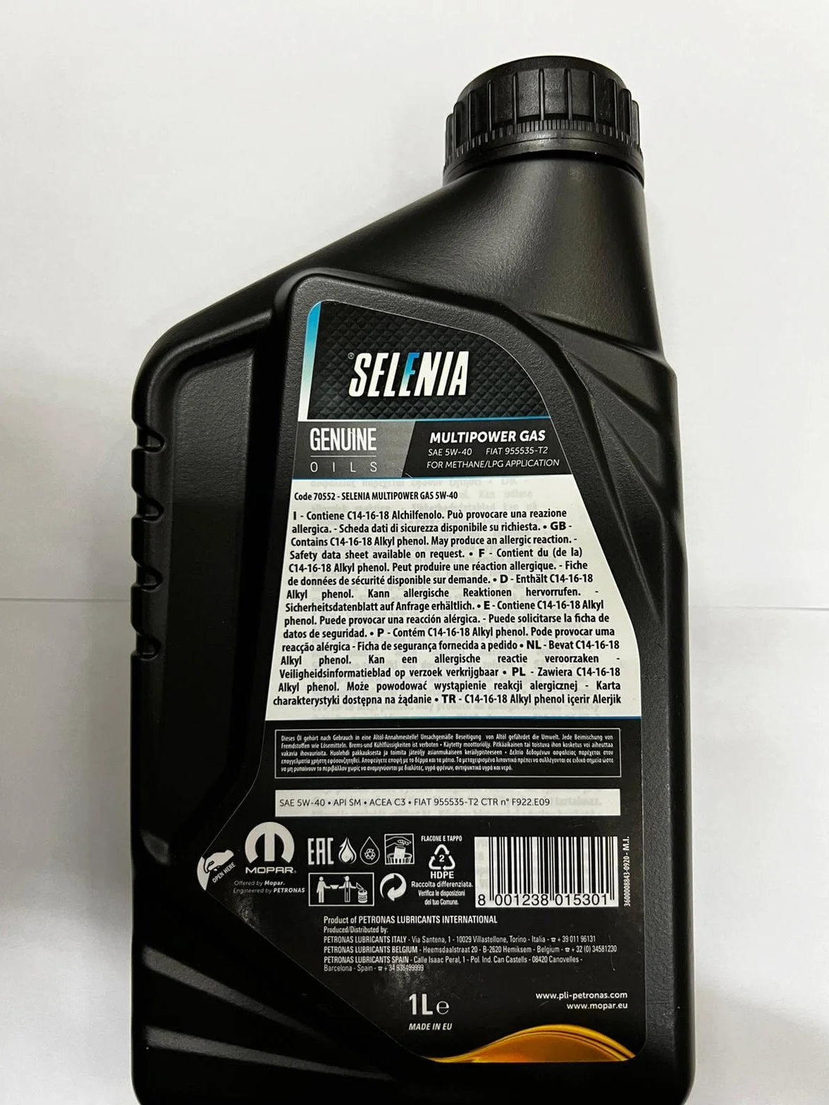 Olio motore Selenia MULTIPOWER GAS 5W40 LT. 4