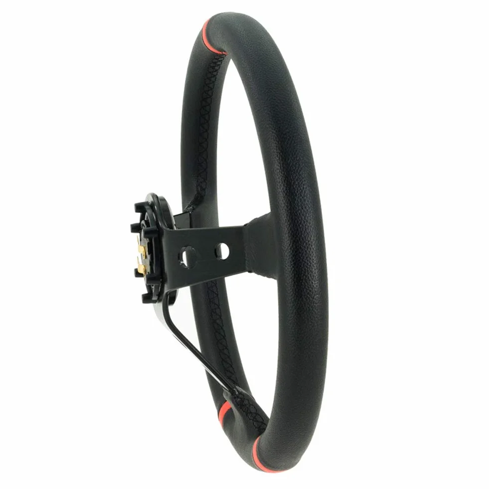 Volante universale Deep-Dish 350mm Pelle PU nera strisce rosse