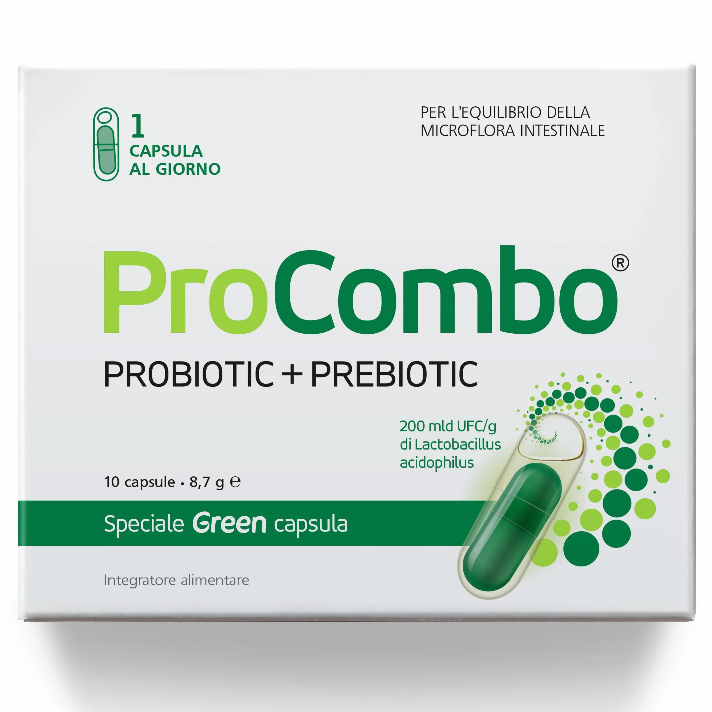ProCombo Probiotico Intelligente con Azione Mirata dei Batteri Benefici Doppia Capsula 1 Pezzo