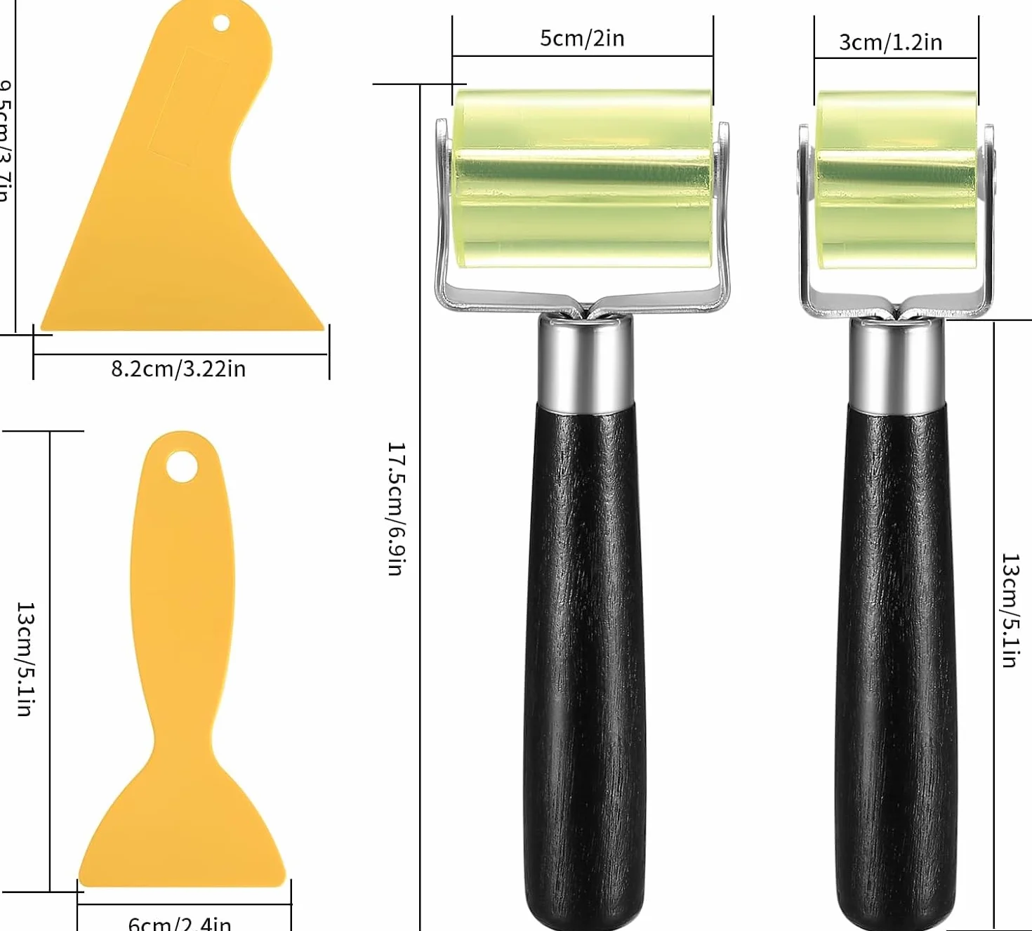 Manual Pressure Rollers, 2 Pieces Heat Resistant Silicone Roller, 30 mm & 50 mm Hand Roller for Edging and Welding PVC Tarpaulins