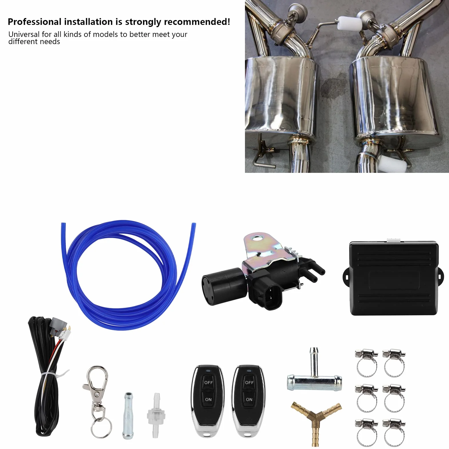 Kit Controller Universale per Valvola di Ritaglio di Scarico Wireless per Auto | Controllo Professionale, Condizioni Ottimali, Installazione Semplice | Metallo + Plastica + Gomma