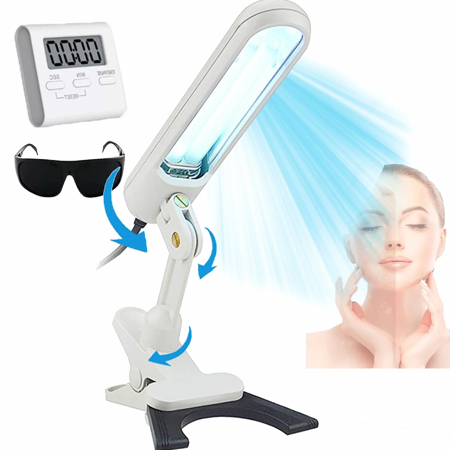 Lampada UVB per fototerapia pelle corpo 48 cm² con timer occhiali portatile