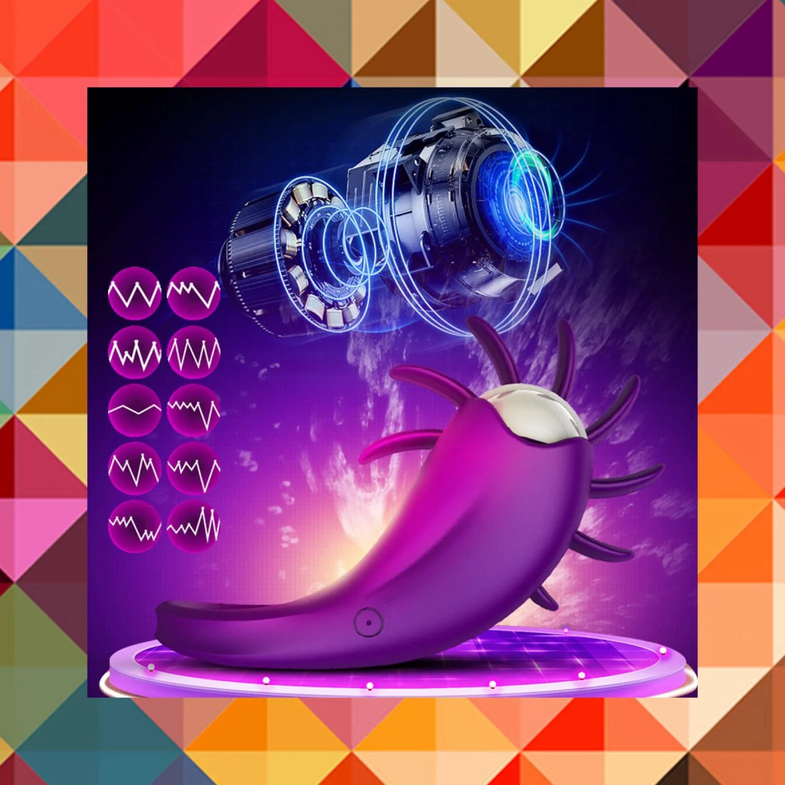 Dona Vibratore Lingua Leccata Rotazione Massaggio Vagina Clitoride Anello Pene G-spot Giocattoli Sessuali per Coppia