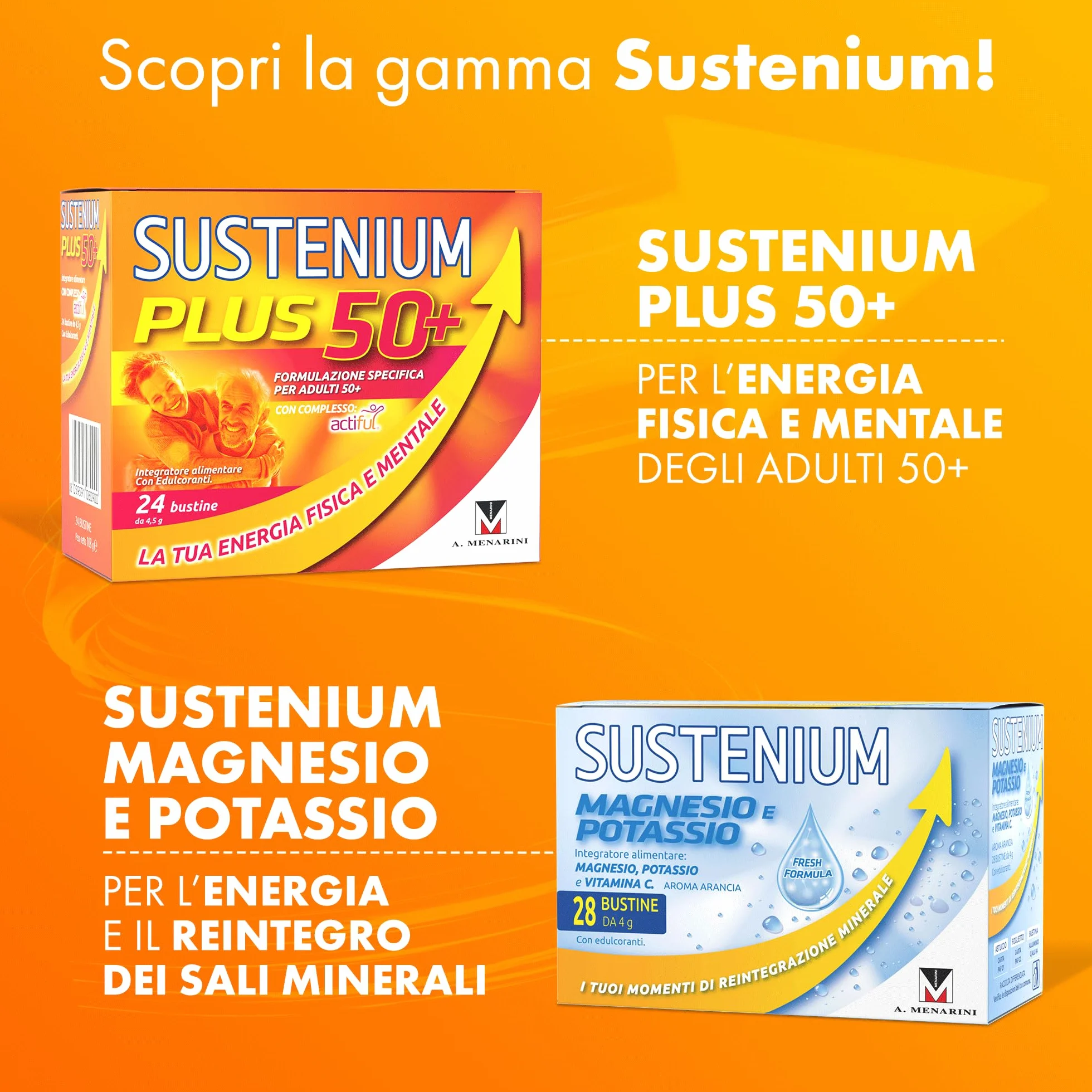 Sustenium Plus Integratore Energizzante Aminoacidi Vitamine Minerali 22 Bustine