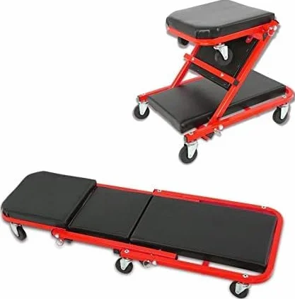 myself 21 Shop® Carrello/Carrellino/Lettino sottoauto 2 in 1 Sgabello da Officina Lettino Riparazioni Max 150 kg per Meccanico/Officina con materassino e poggia Testa