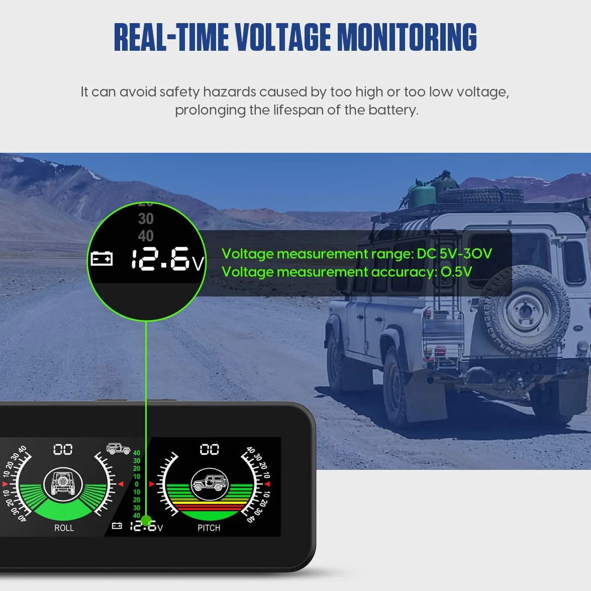 Inclinometro Digitale DC5v-30v 4x4 con Giroscopio Multiasse Integrato per Veicoli Fuoristrada