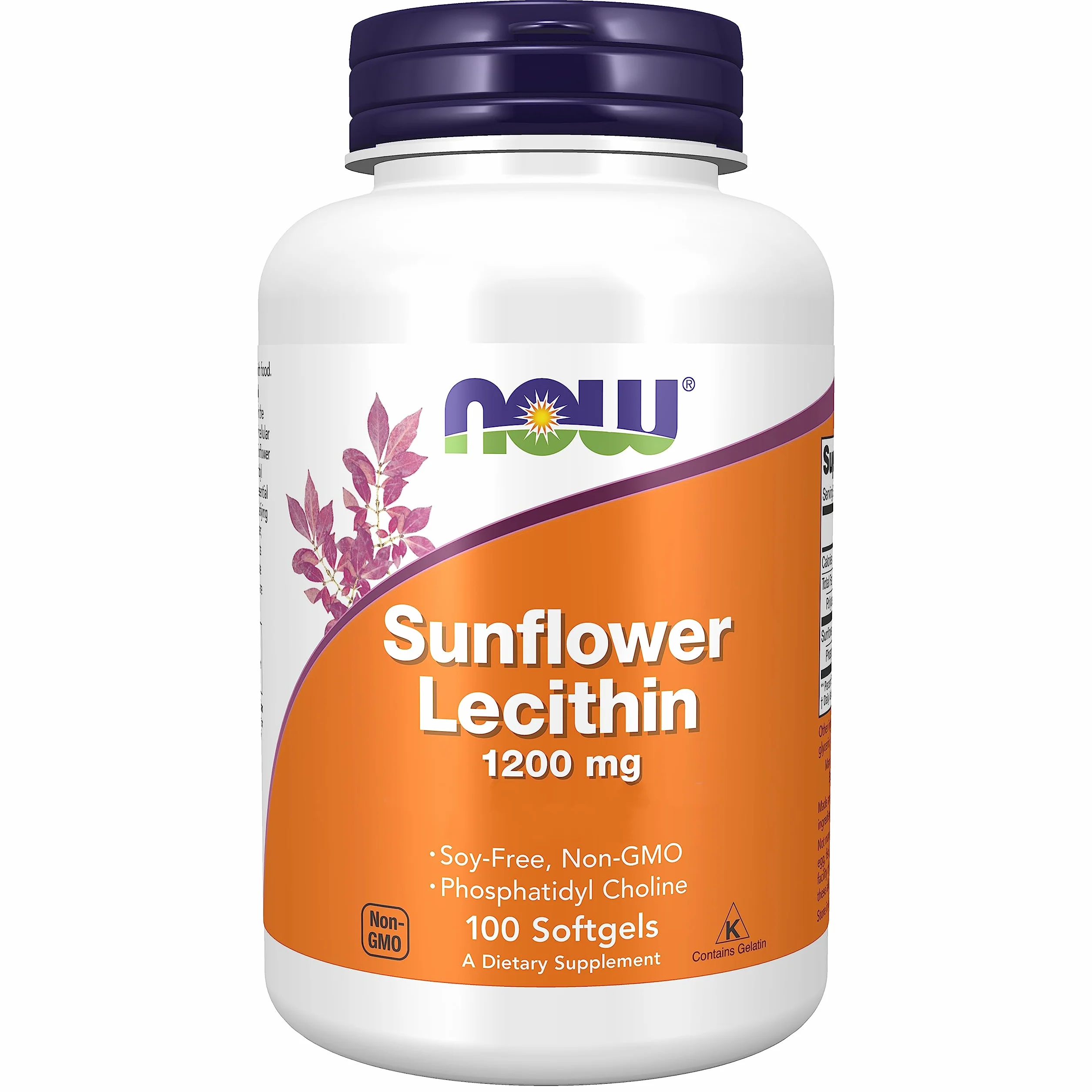 Now Foods Sunflower Lecithin 1200mg 100 Softgels Non-GMO Soy Free Gluten Free