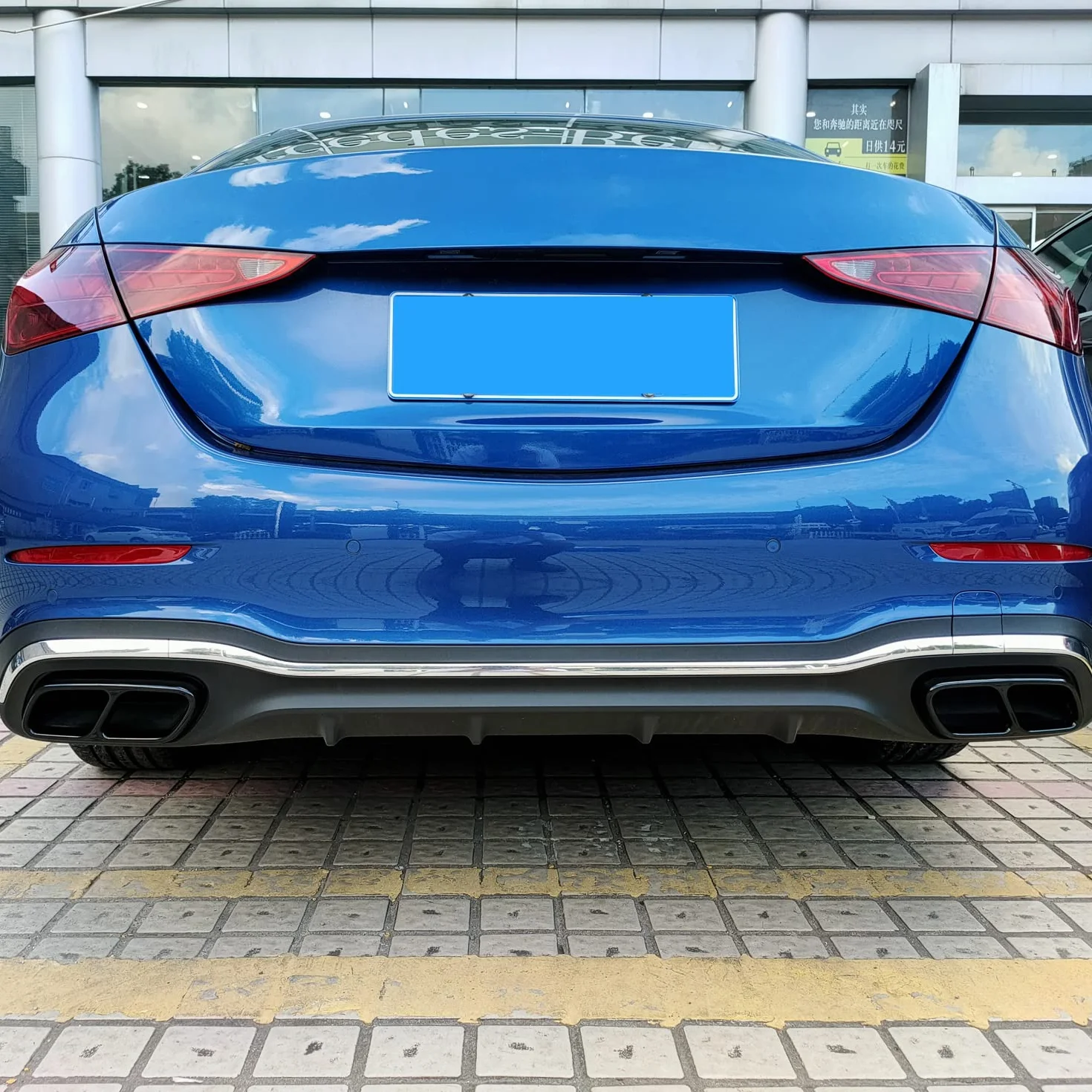 Diffusore di scarico cromato acciaio inox 2 pezzi nero per Classe C W206 T S206 AMG Line 2022