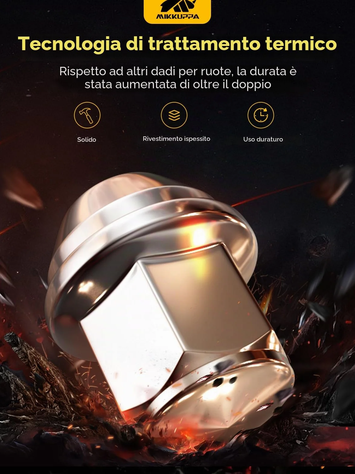 MIKKUPPA Dadi per ruota M12 x 1,5 - SW19 di ricambio per Ford Fusion, Focus, Escape, Fiesta, 20 pezzi monoblocco cromato OEM Factory Style Bulge Acorn Seat