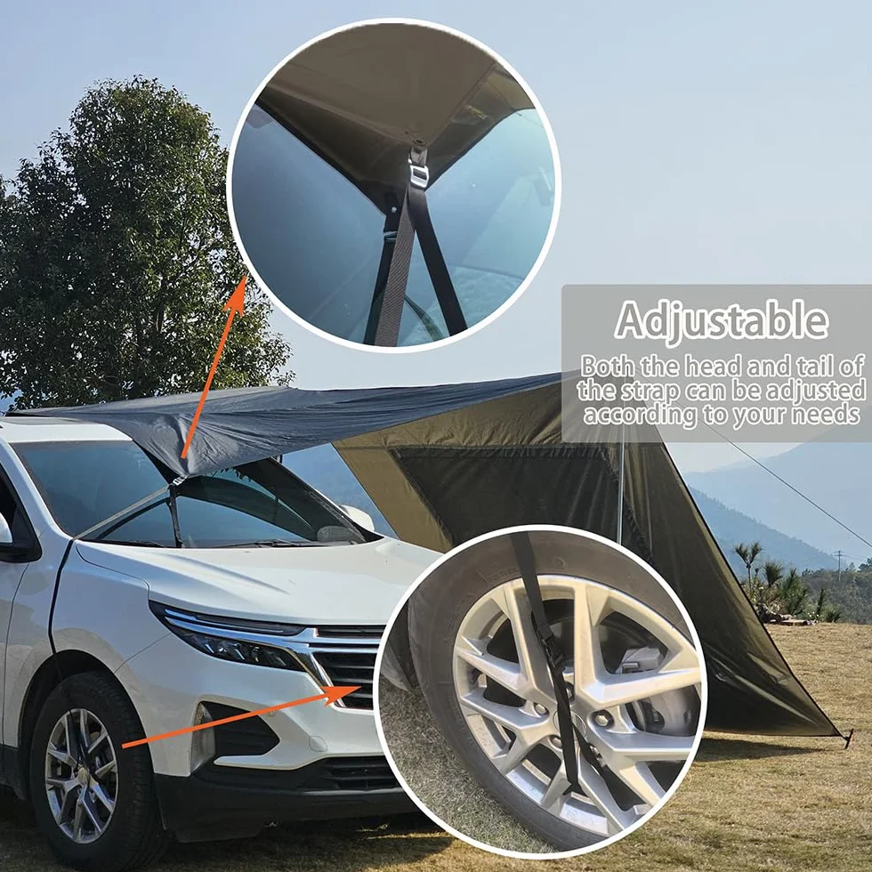 2.9x4.8m Universale Tendalino da Camper Auto Leggero Facile da Costruire Veranda per Roulotte Protezione da Sole e Pioggia Camping Tarp Canopy