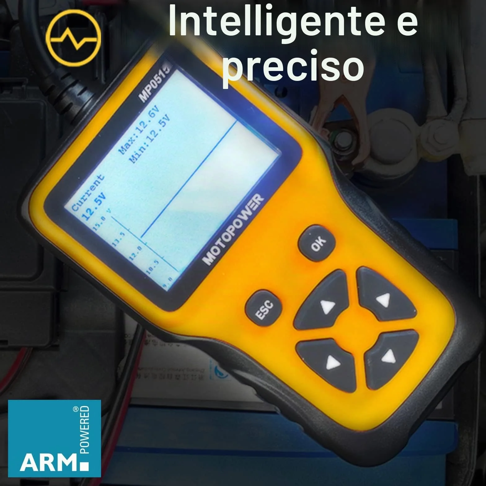 MOTOPOWER MP0515A 12V Tester di carica della batteria dell'auto e analizzatore dell'alternatore