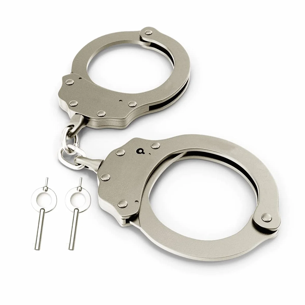 SHOKE Manette della polizia in acciaio inox con catene di sicurezza e lucchetto