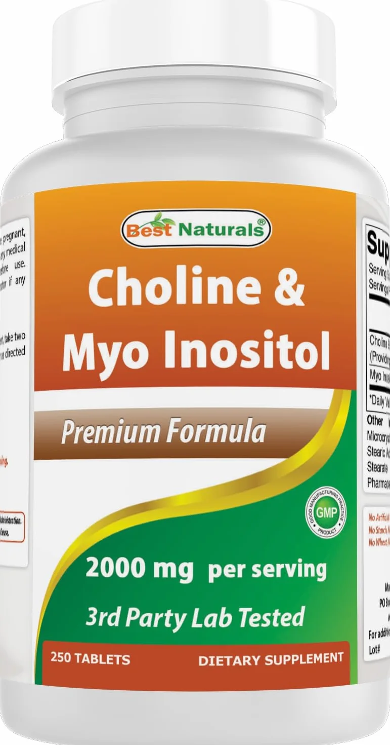 Best Naturals Inositolo di colina 2000 mg 250 compresse Non OGM senza glutine