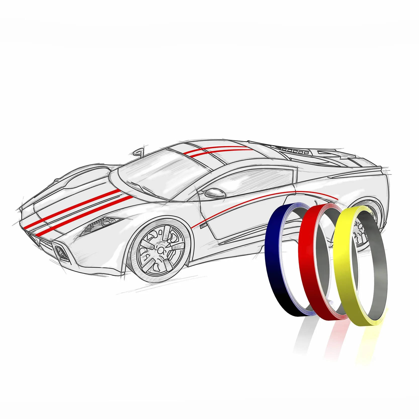 Folia 10m Strisce adesive decorative auto moto barca in vari colori