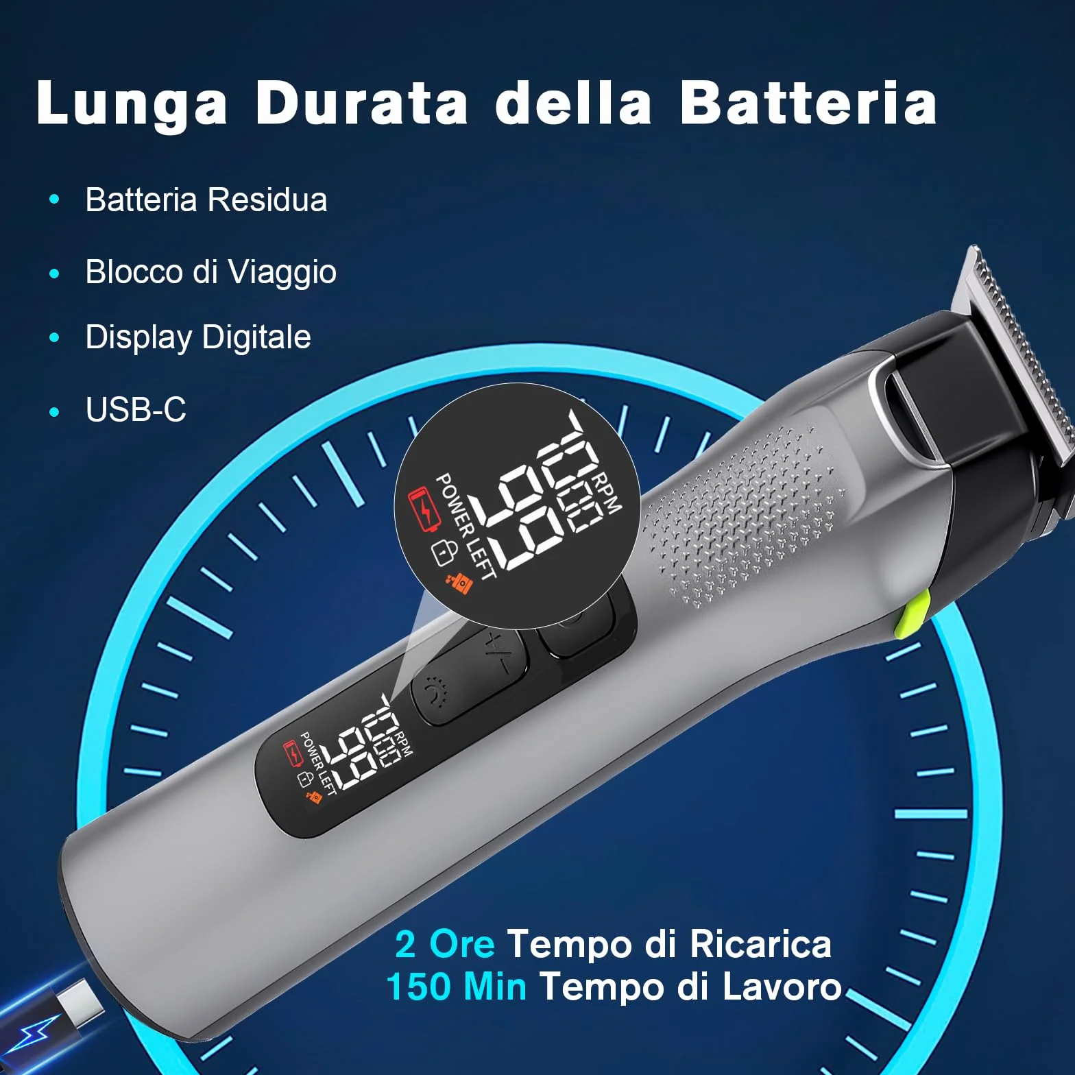 Carehabi 5 in 1 Tagliacapelli Uomo Professionale Regolabarba, Impermeabile IPX7 Kit Multigroom