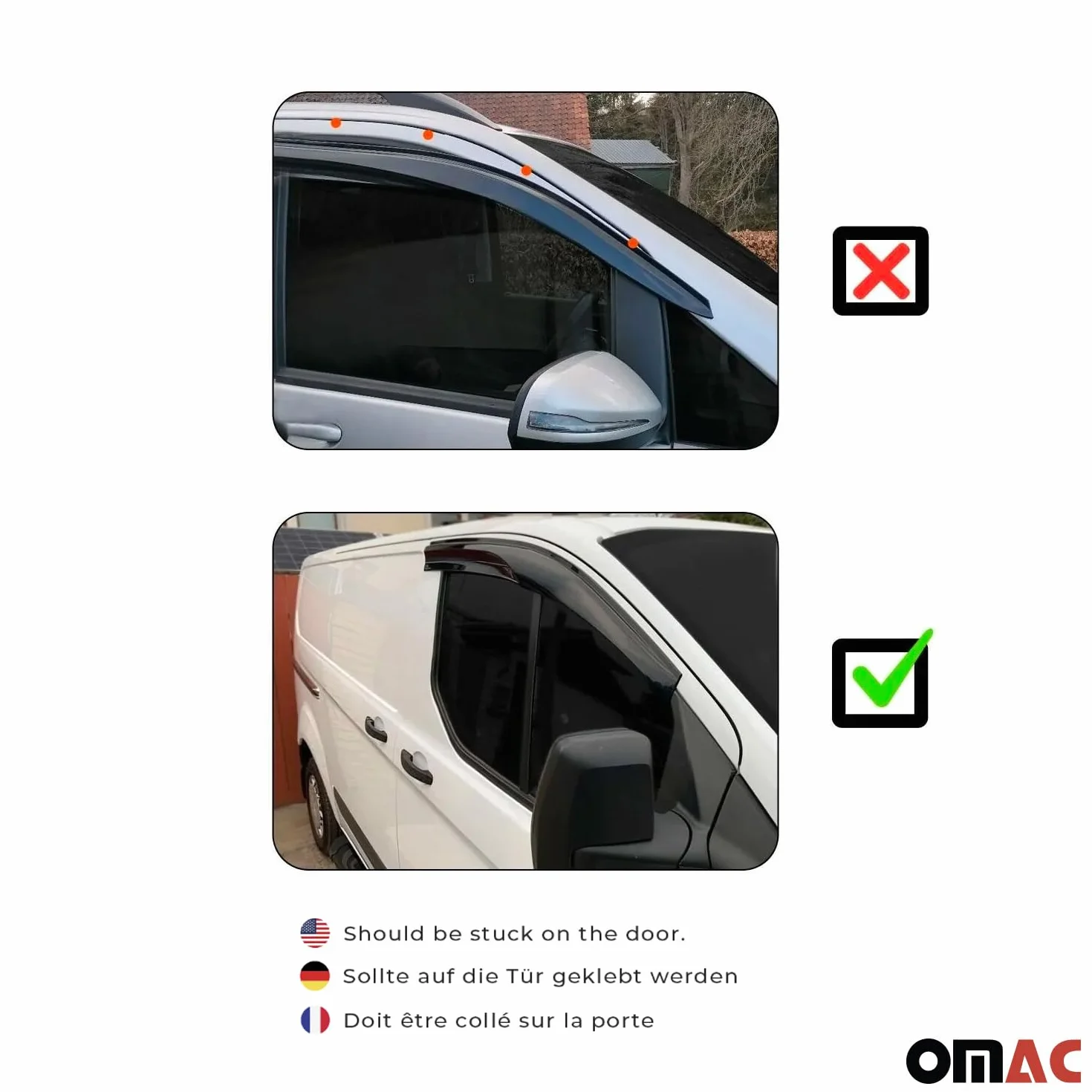 OMAC 2X Deflettori Aria Regenabweiser compatibile con Ford Transit 2000-2014 Acrilico Dunkel