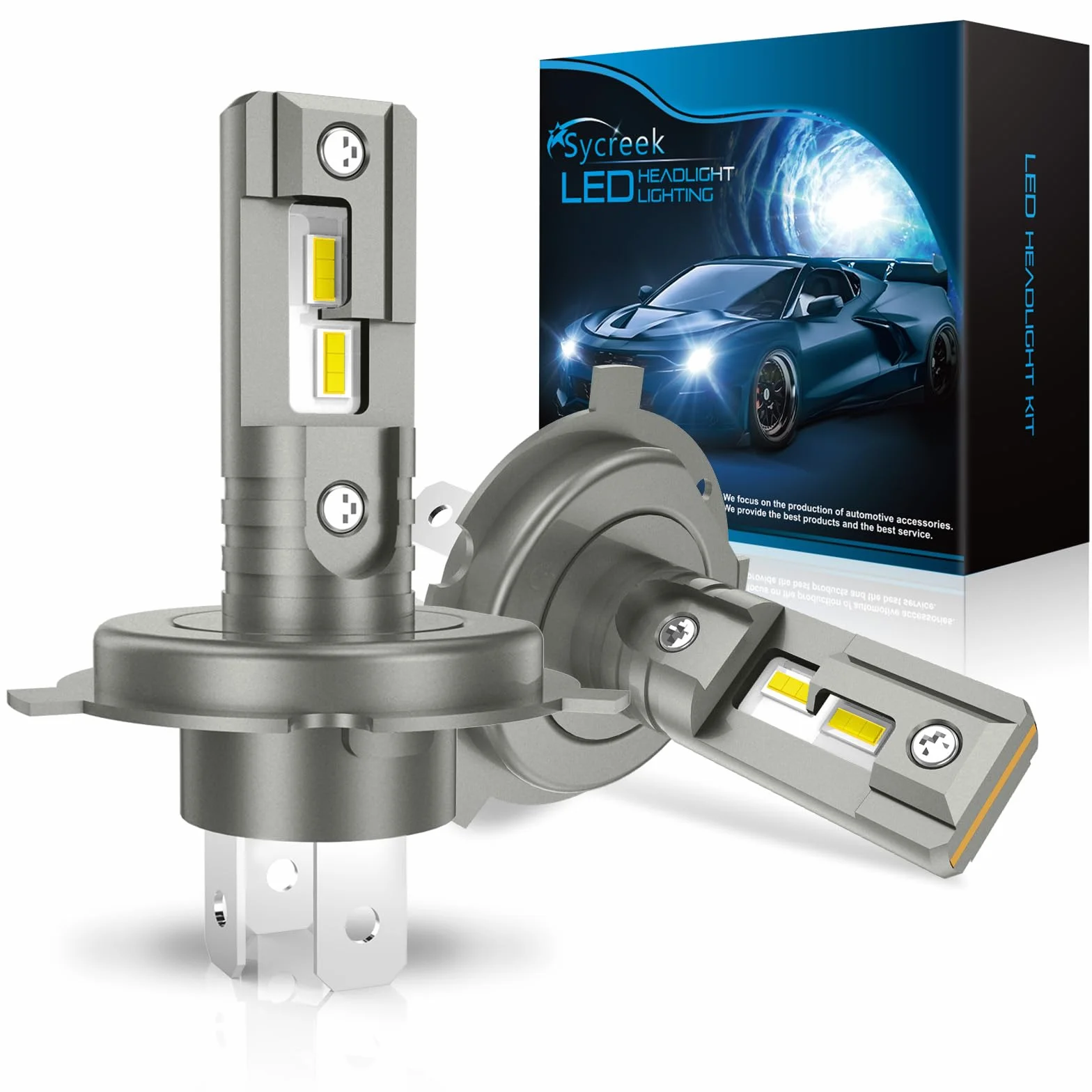 Sycreek H4 LED Kit di Conversione Fari 30000 LM 100W 12V 6500K 2 Pezzi