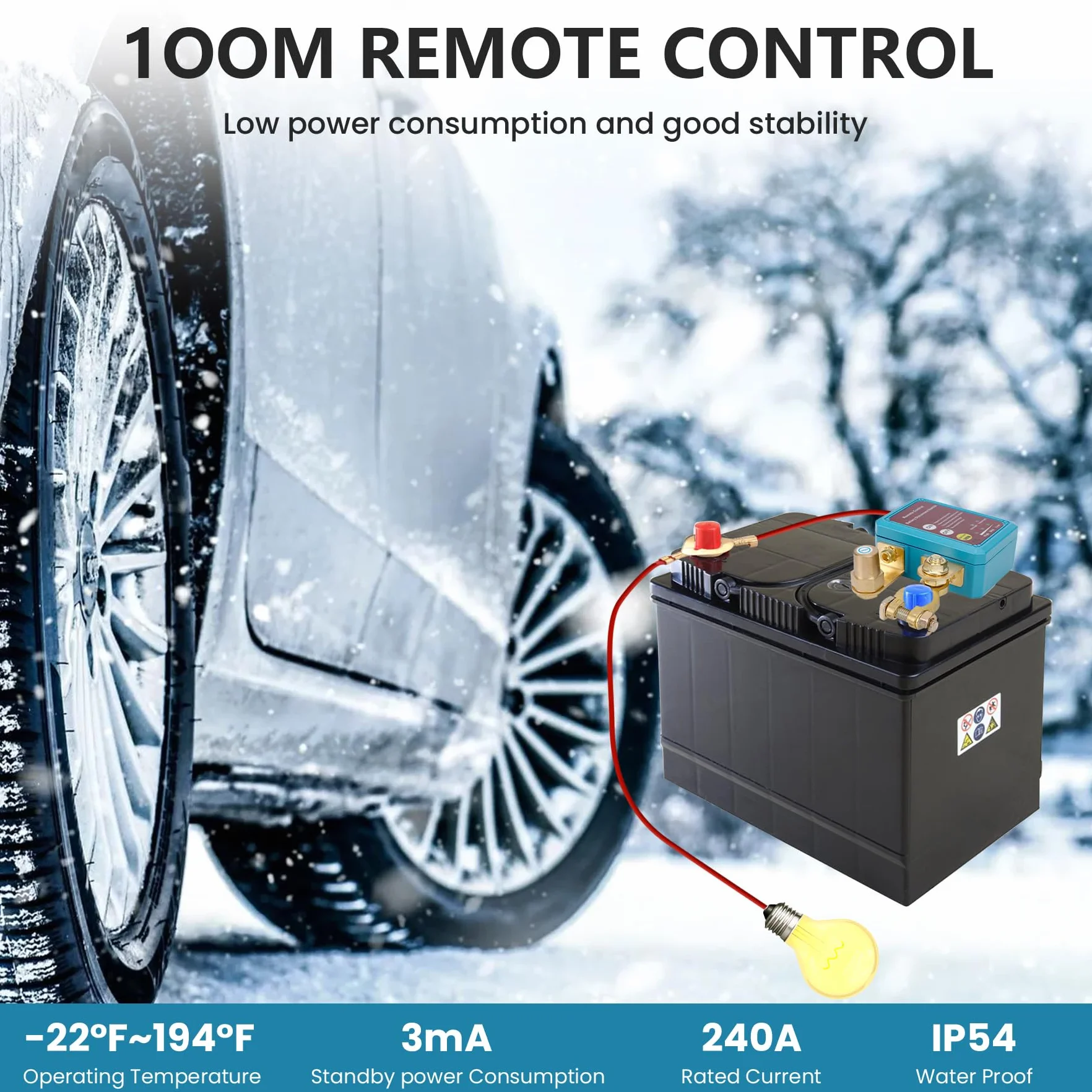 Stacca Batteria 12V per Auto con Telecomando, 240A Remoto Auto Stacca Batteria Senza Fili, 12V Staccabatteria Automatico Interruttore di Scollegamento Batteria per RV ATV Camion Barca